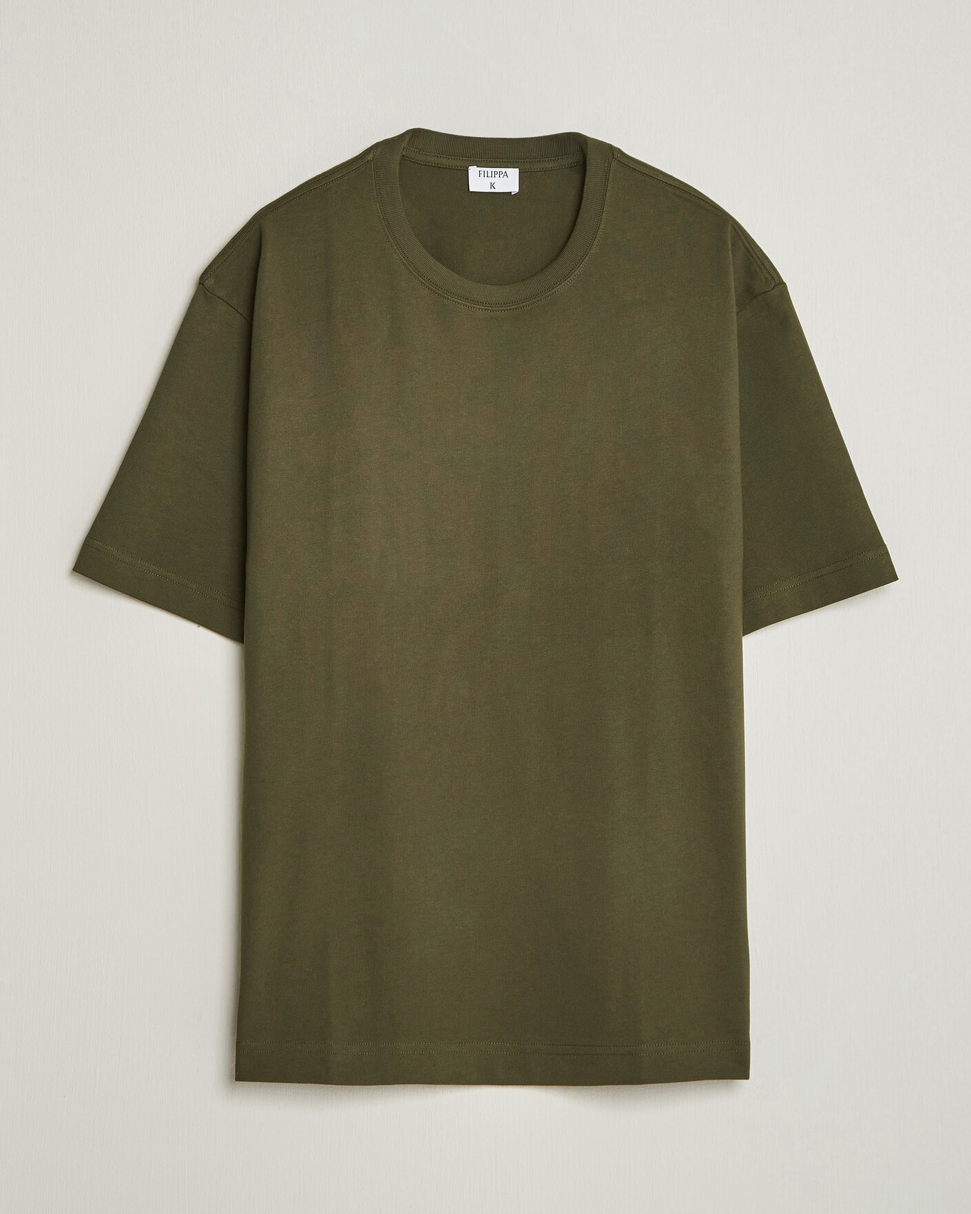 Men | T-Shirts | Filippa K | Heavy Cotton Crew Neck T-Shirt Dark Moss Green