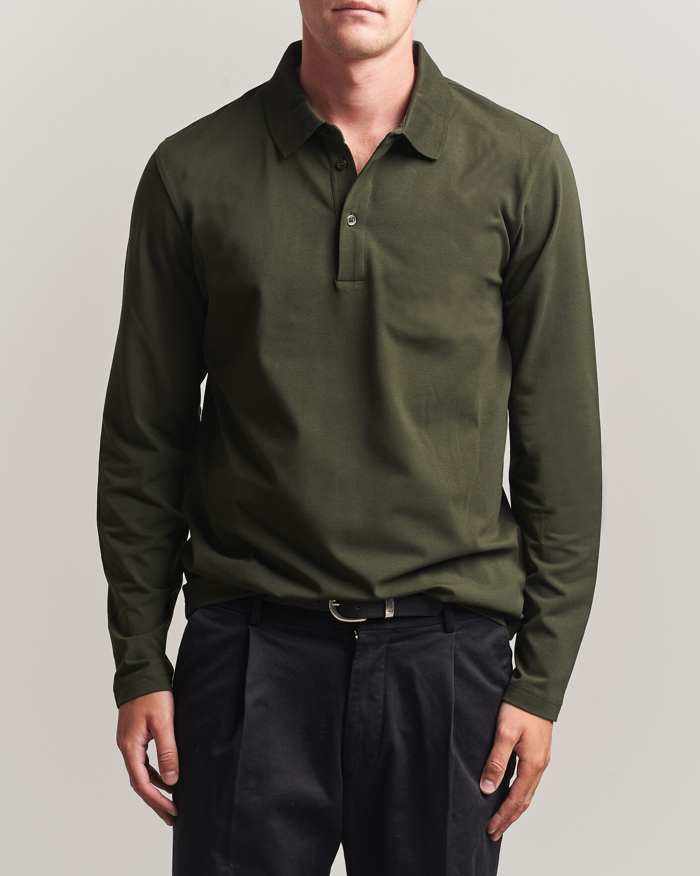 Men | Polo Shirts | Filippa K | Luke Lycra Polo Shirt Night Green