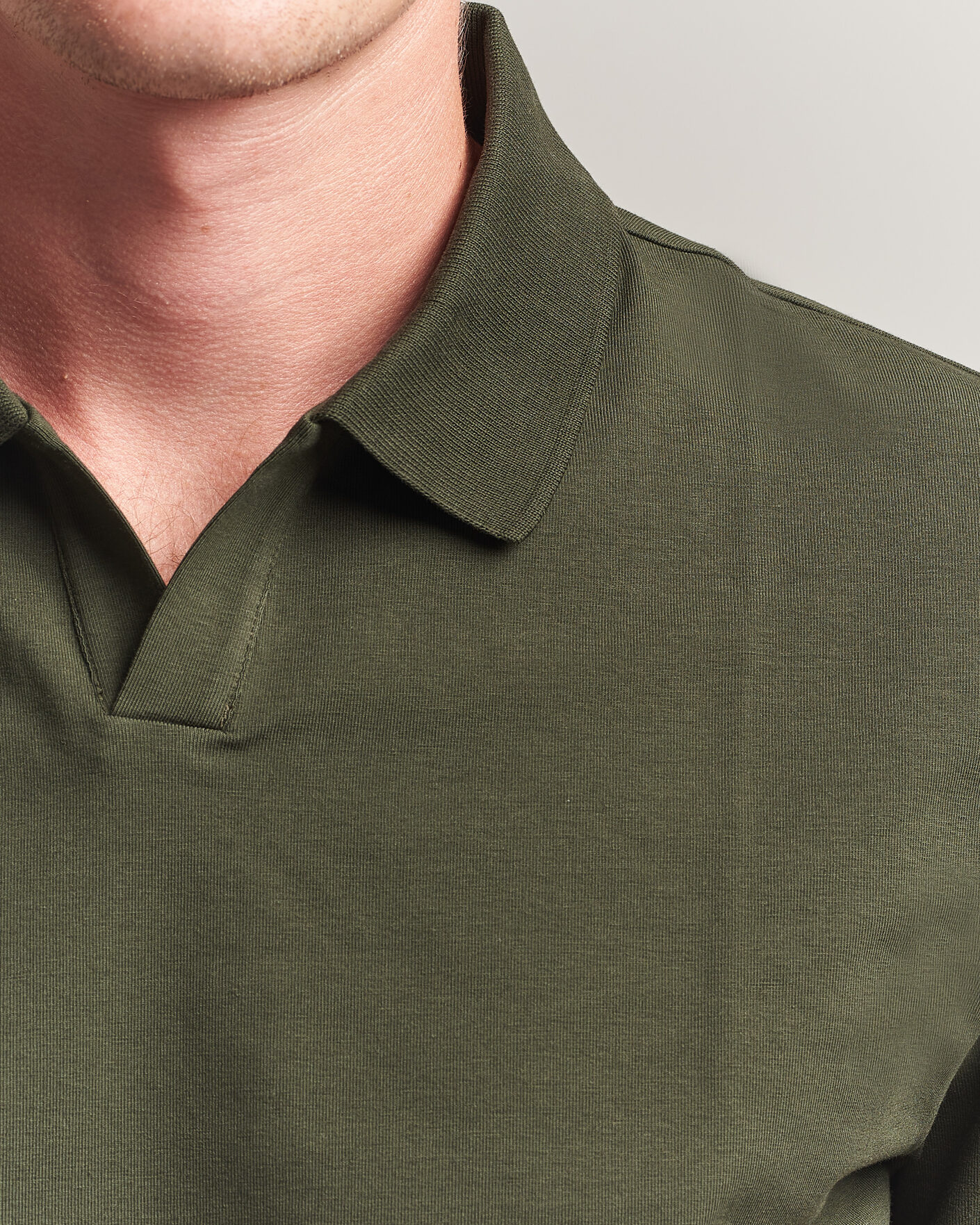 Men | Polo Shirts | Filippa K | Soft Lycra Polo T-Shirt Night Green