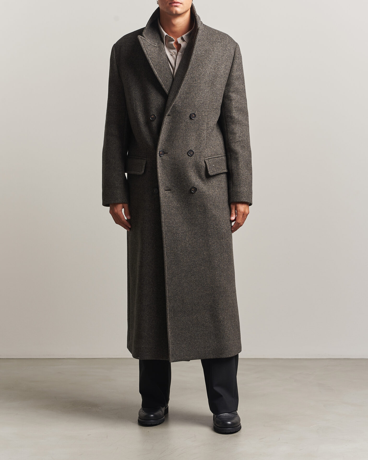 Men | Coats & Jackets | Filippa K | Damian Wool Twill Coat Driftwood