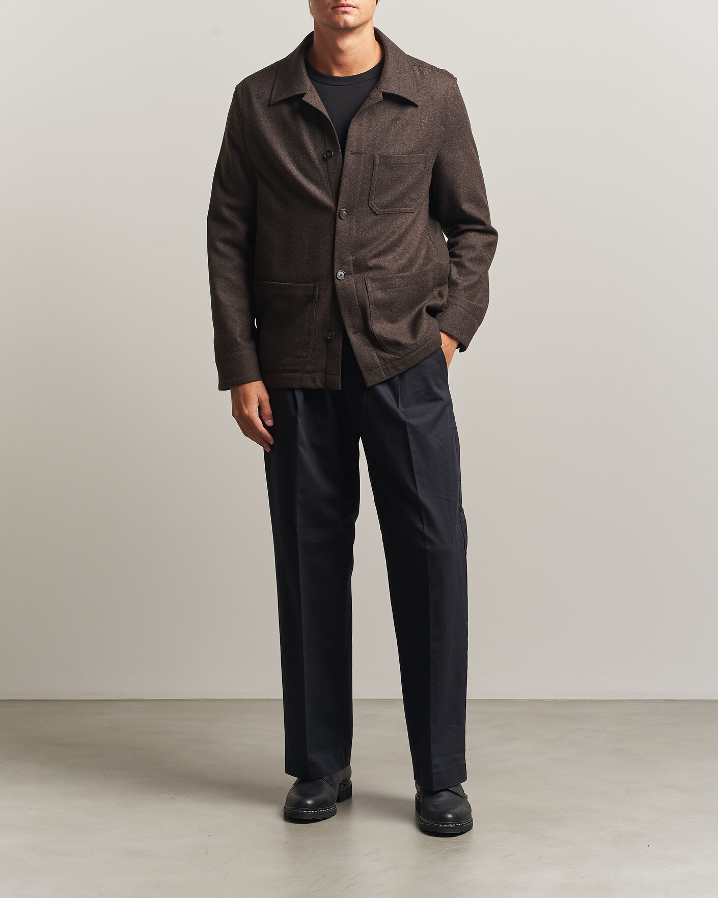 Men | Shirts | Filippa K | Taylor Flannel Overshirt Walnut Brown