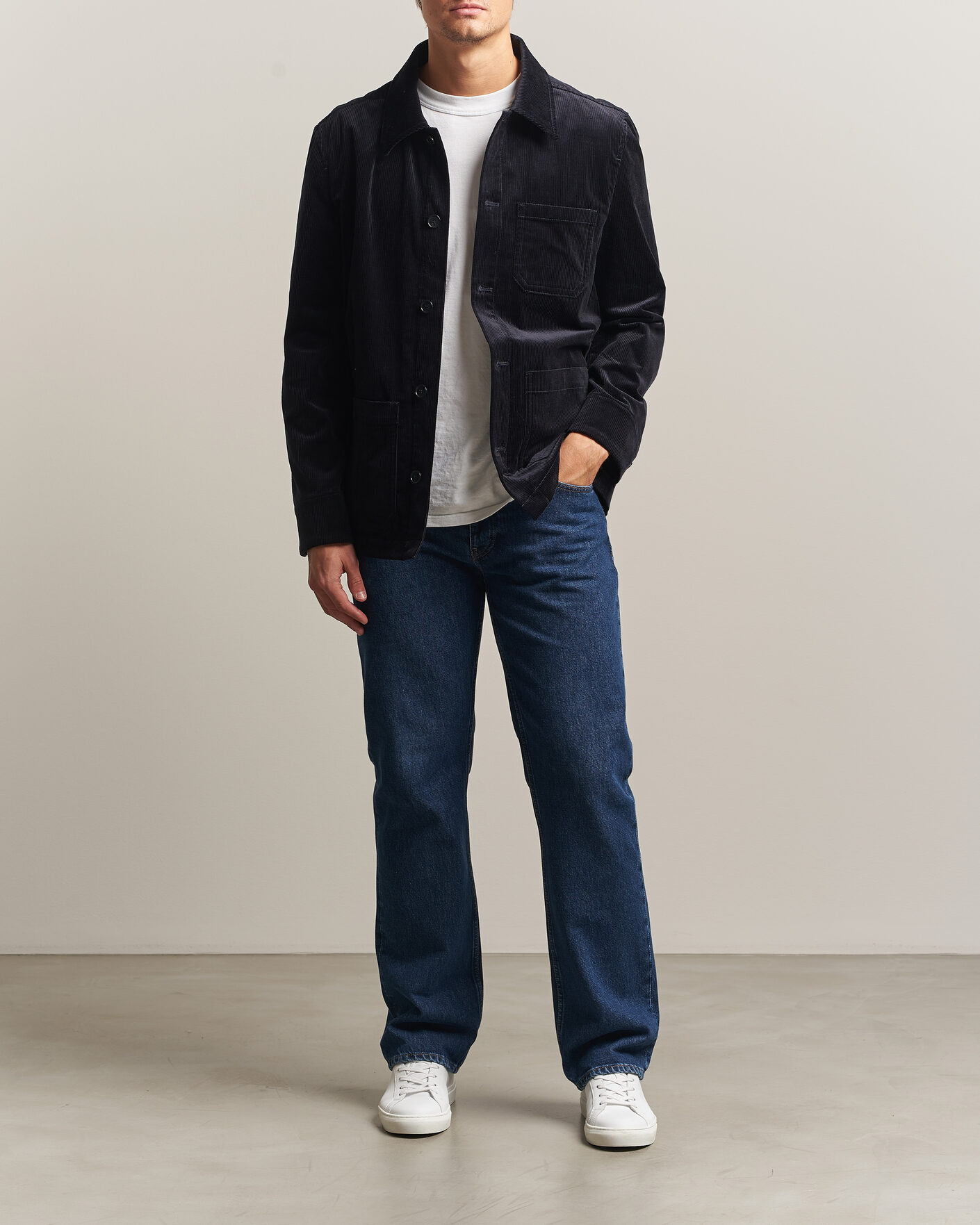 Men | Shirts | Filippa K | Taylor Corduroy Overshirt Navy