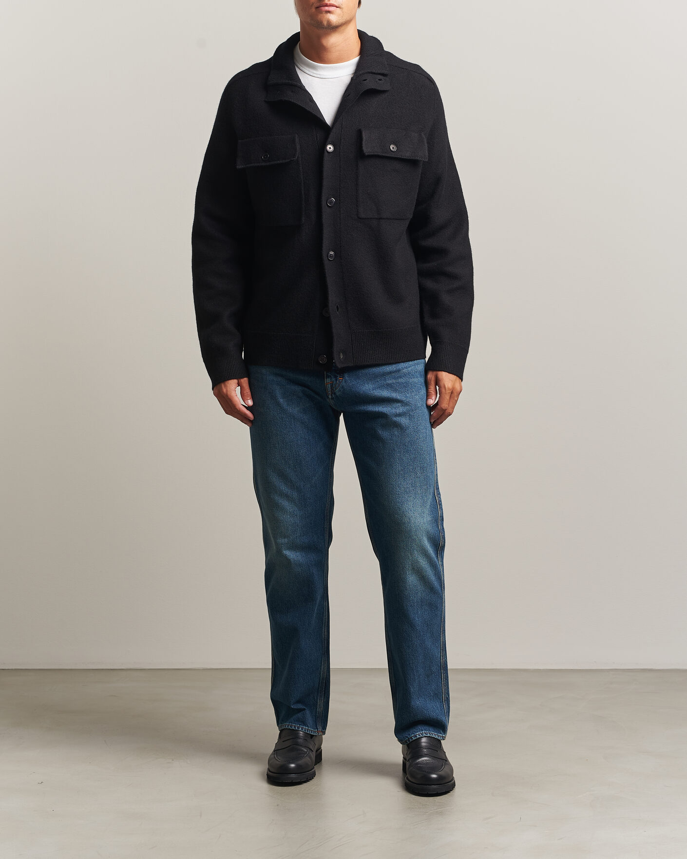 Men | Sweaters & Knitwear | Filippa K | Wool Knitted Cardigan Black