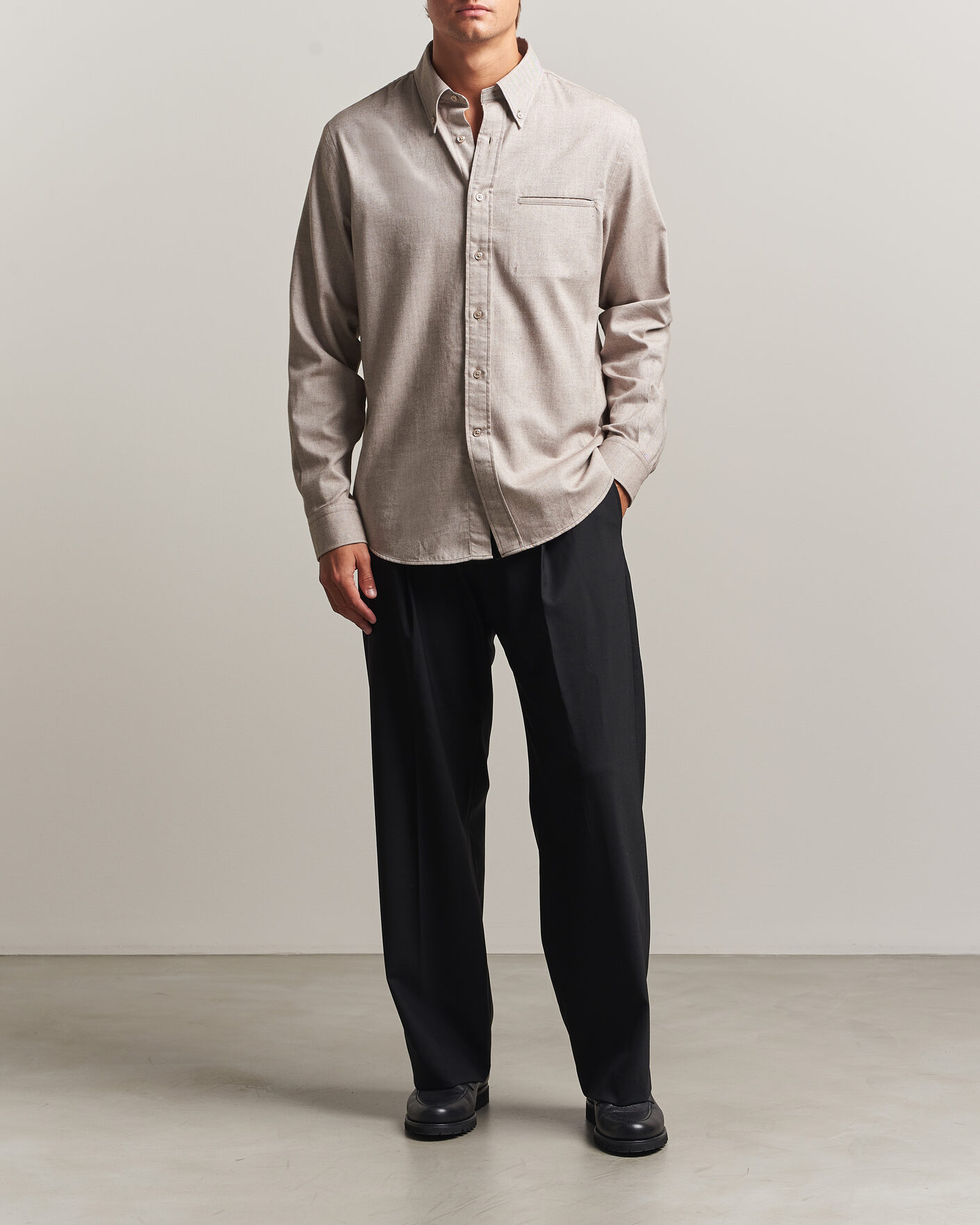 Men | Shirts | Filippa K | Zack Flannel Shirt Mid Brown