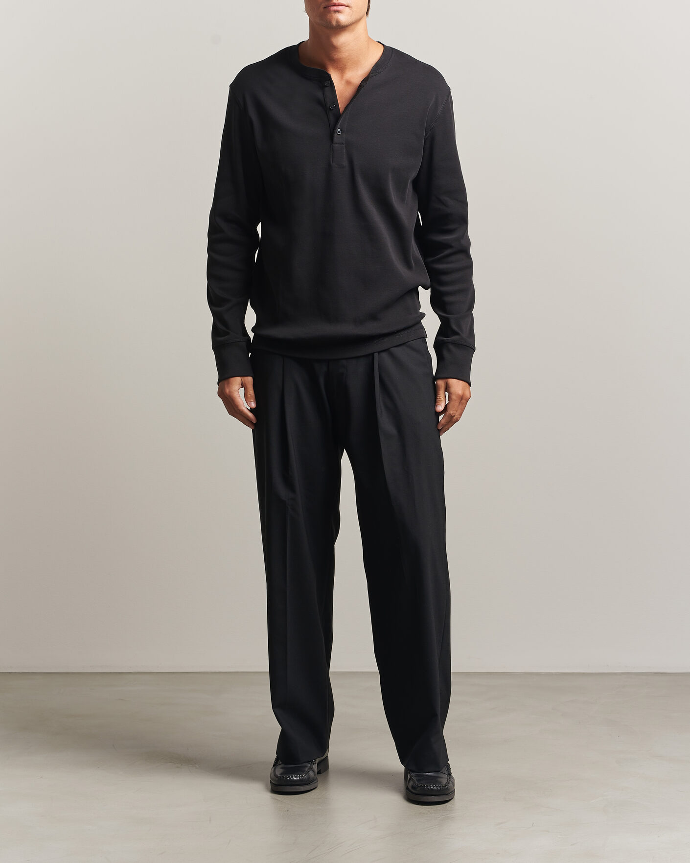 Men | Sweaters & Knitwear | Filippa K | Cotton Rib Henley Black