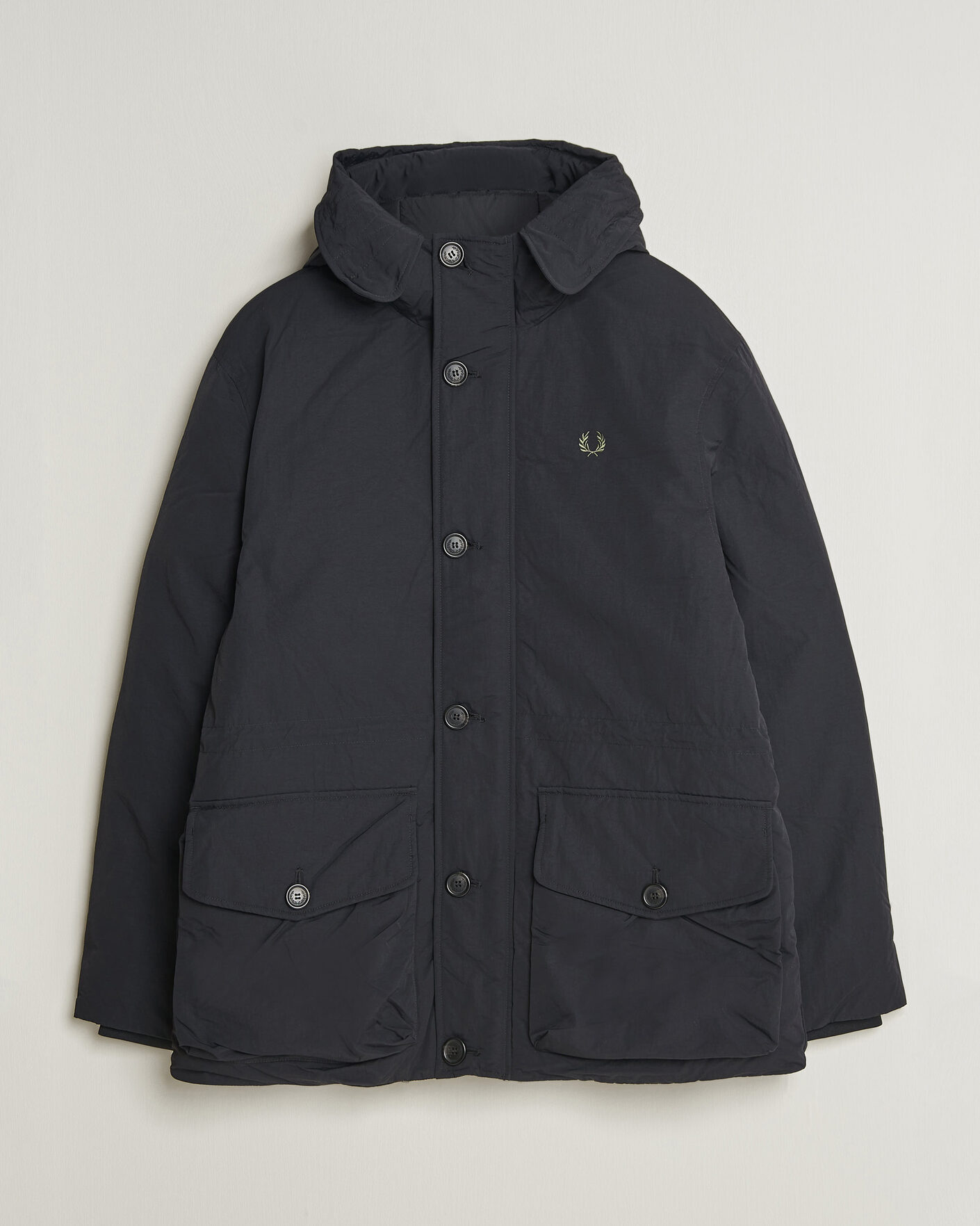 Men | Coats & Jackets | Fred Perry | Padded Patch Pocket Parka Black