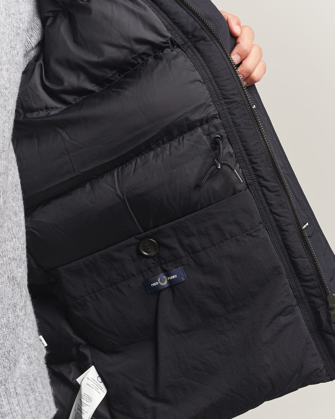 Men | Coats & Jackets | Fred Perry | Padded Patch Pocket Parka Black