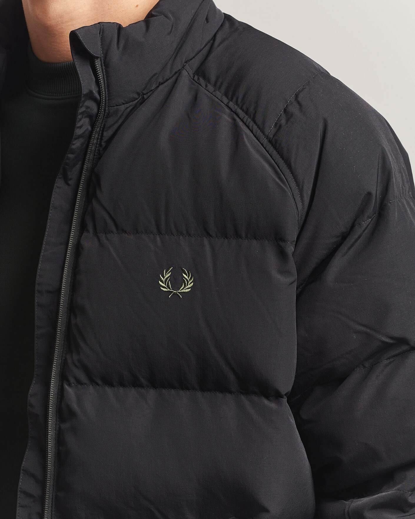 Men | Coats & Jackets | Fred Perry | Raglan Sleeve Padded Jacket Black