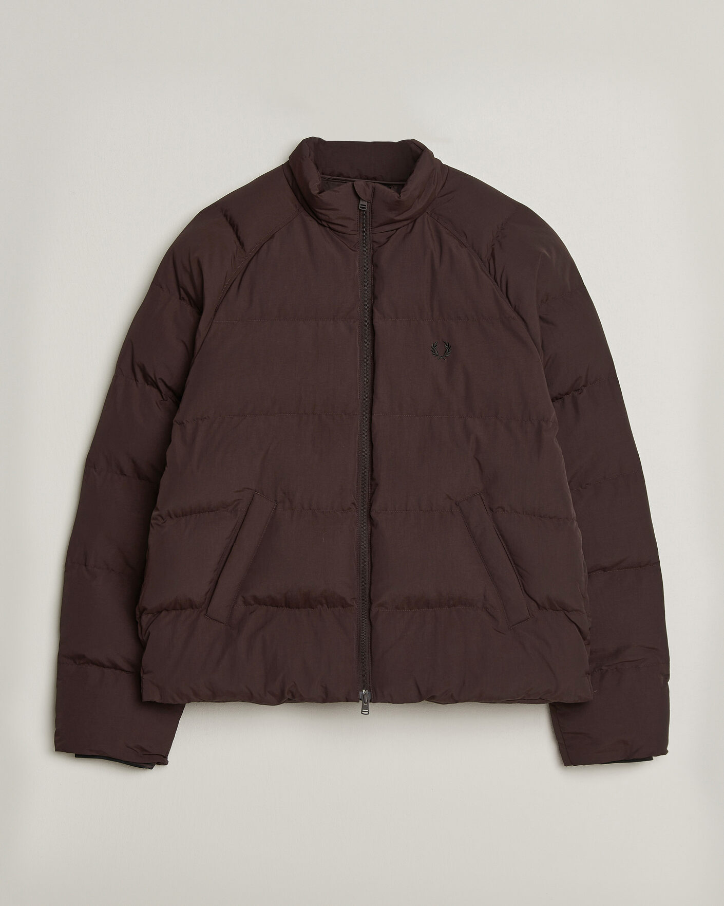 Men | Coats & Jackets | Fred Perry | Raglan Sleeve Padded Jacket Rich Brown