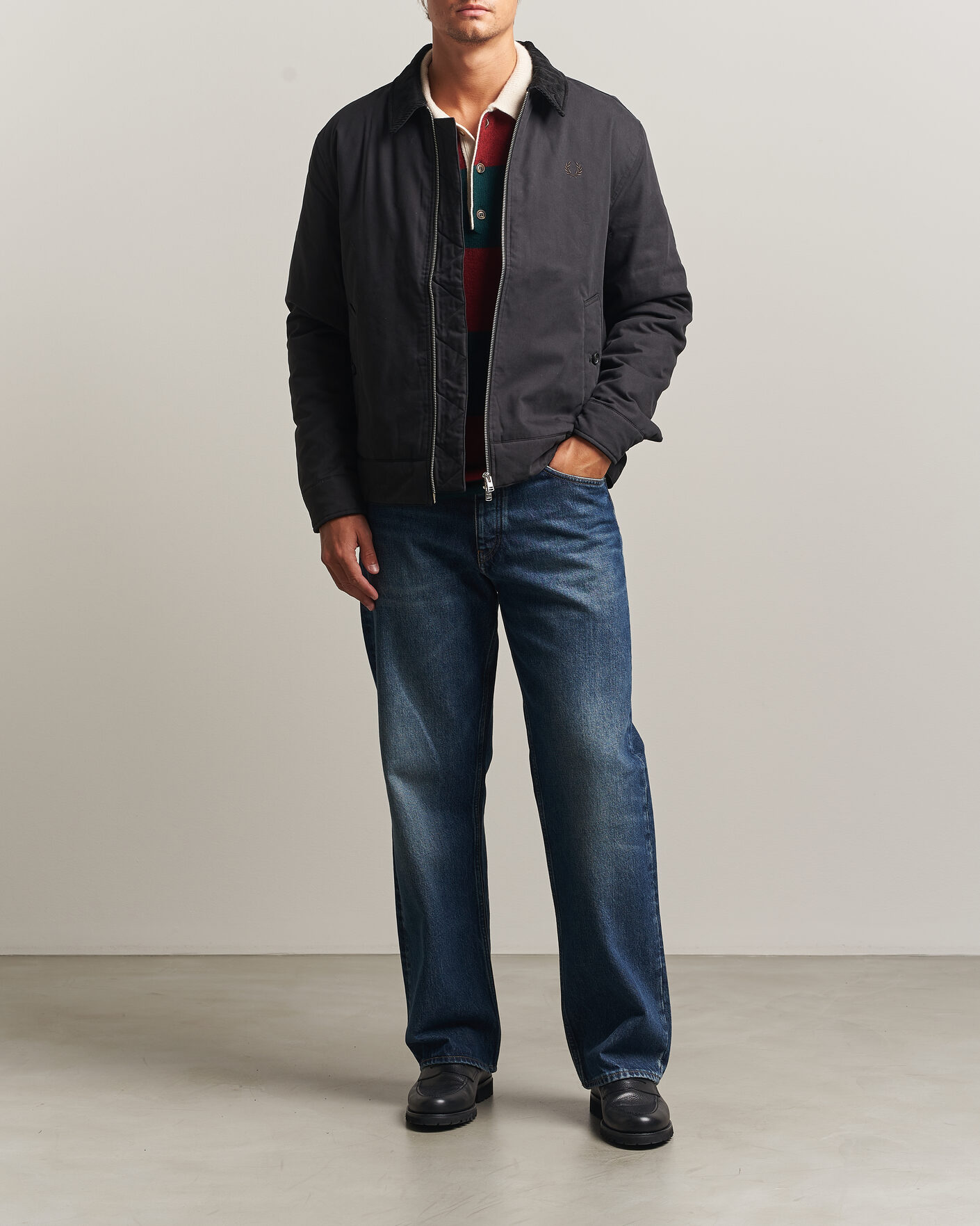 Men | Coats & Jackets | Fred Perry | Cotton Caban Jacket Black
