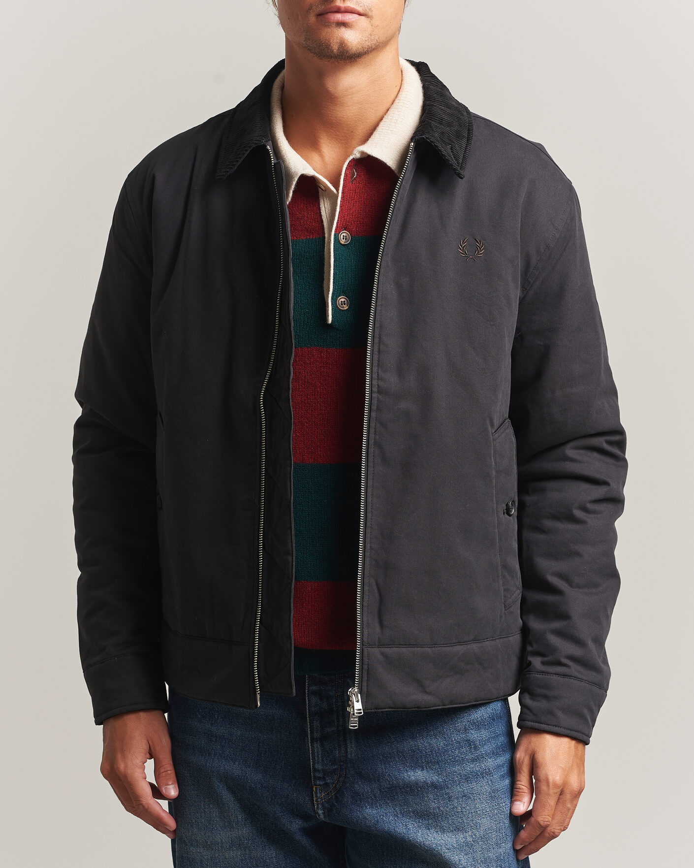 Fred Perry Cotton Caban Jacket Black at CareOfCarl.com