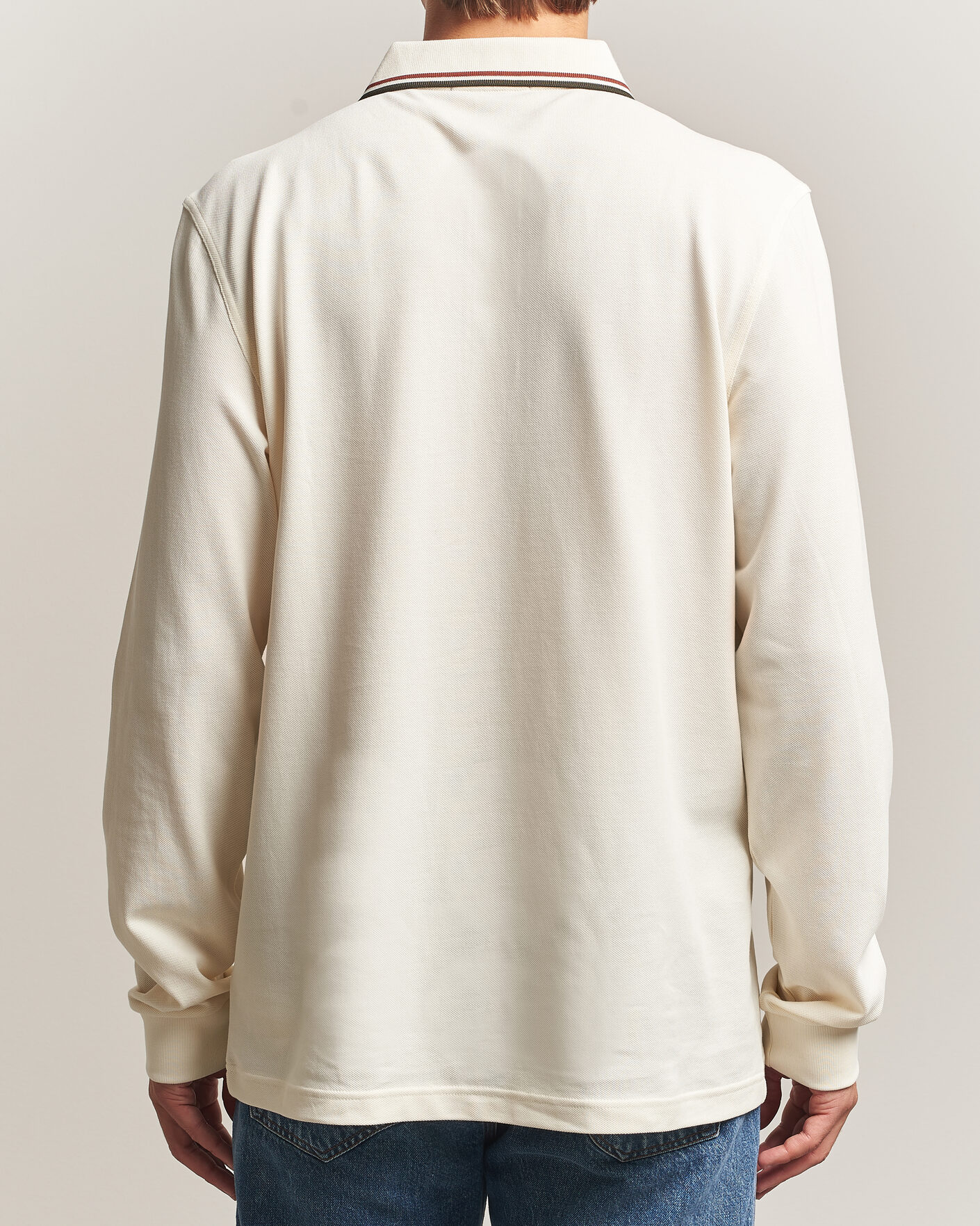 Men | Polo Shirts | Fred Perry | Twin Tipped Long Sleeve Polo Shirt Ecru