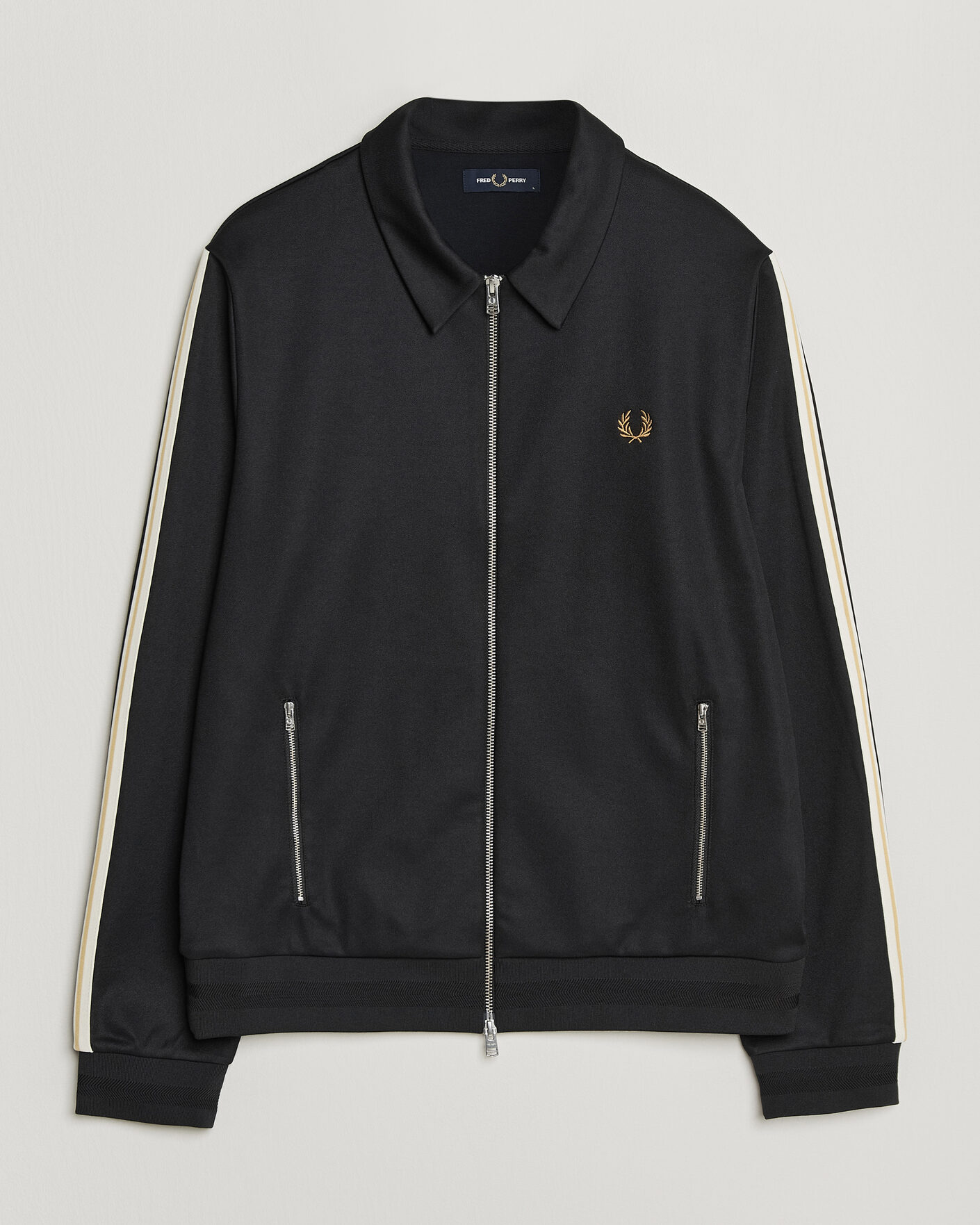 Men | Sweaters & Knitwear | Fred Perry | Tipped Taped Track Jacket Black