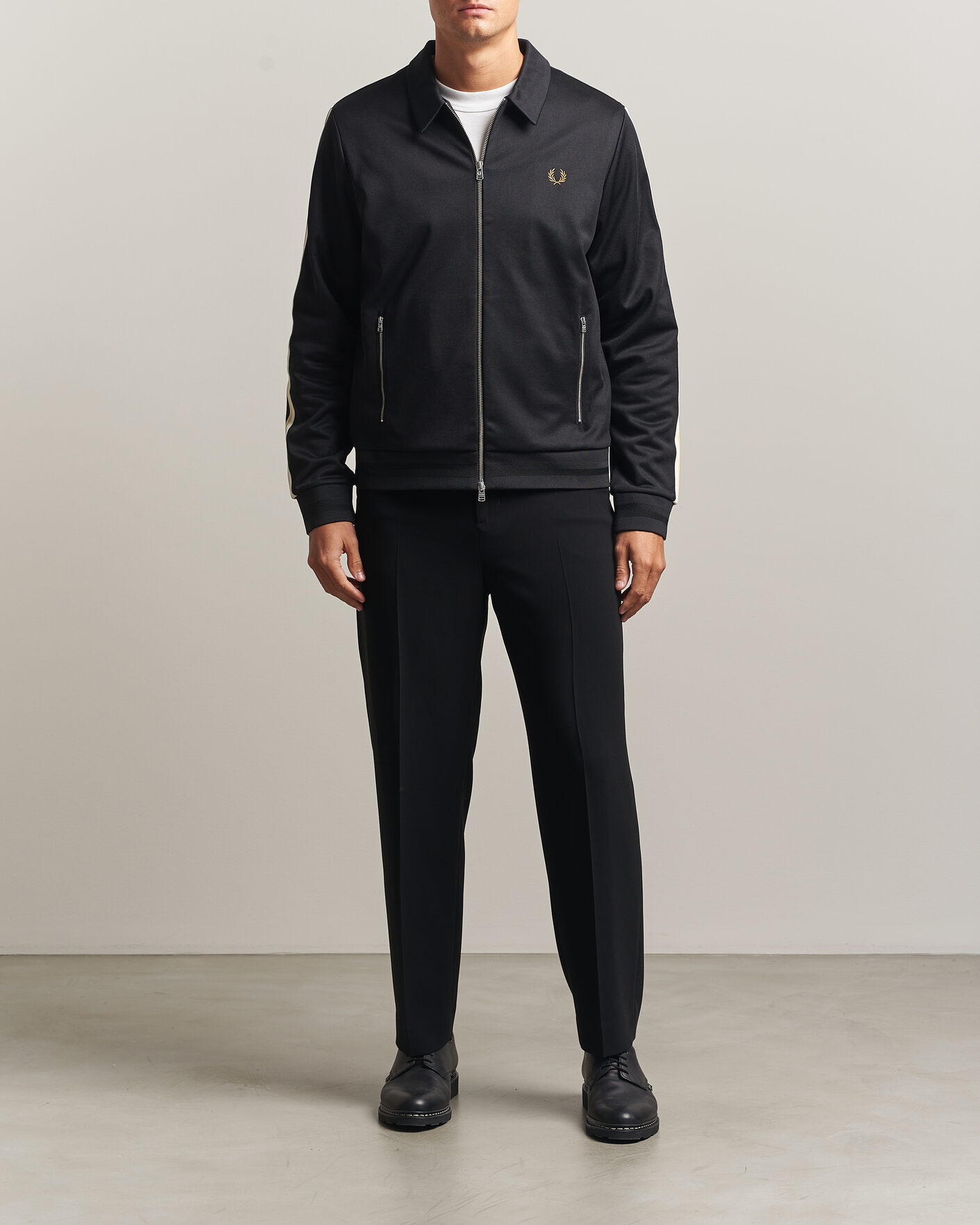 Fred Perry Tipped Taped Track Jacket Black at CareOfCarl.com