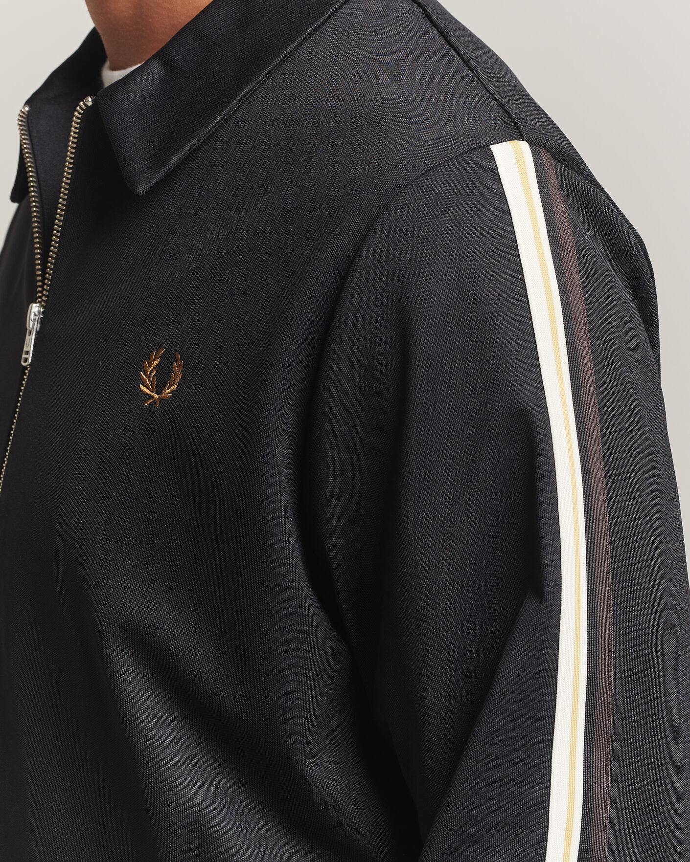 Men | Sweaters & Knitwear | Fred Perry | Tipped Taped Track Jacket Black