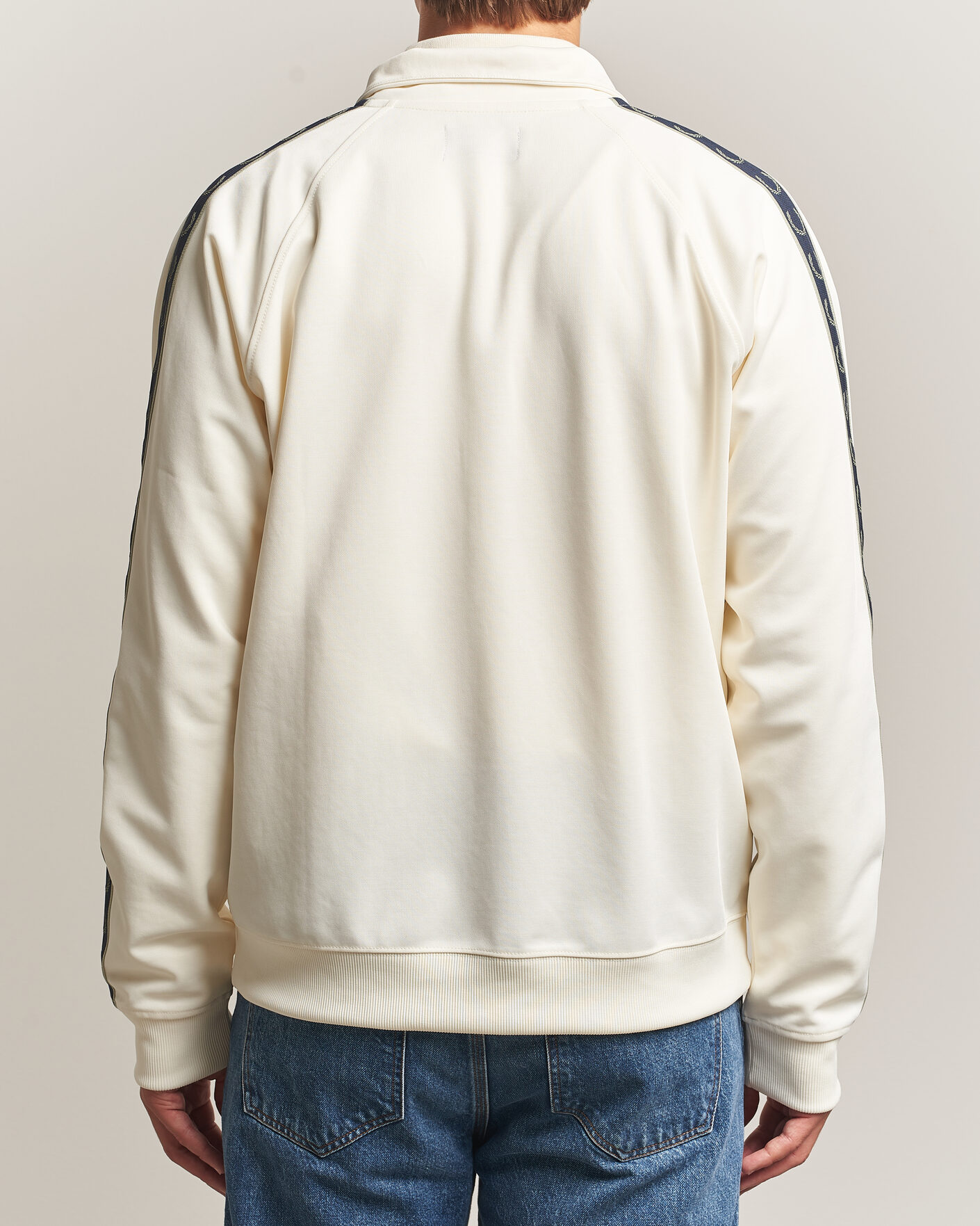 Men | Sweaters & Knitwear | Fred Perry | Taped Track Jacket Ecru