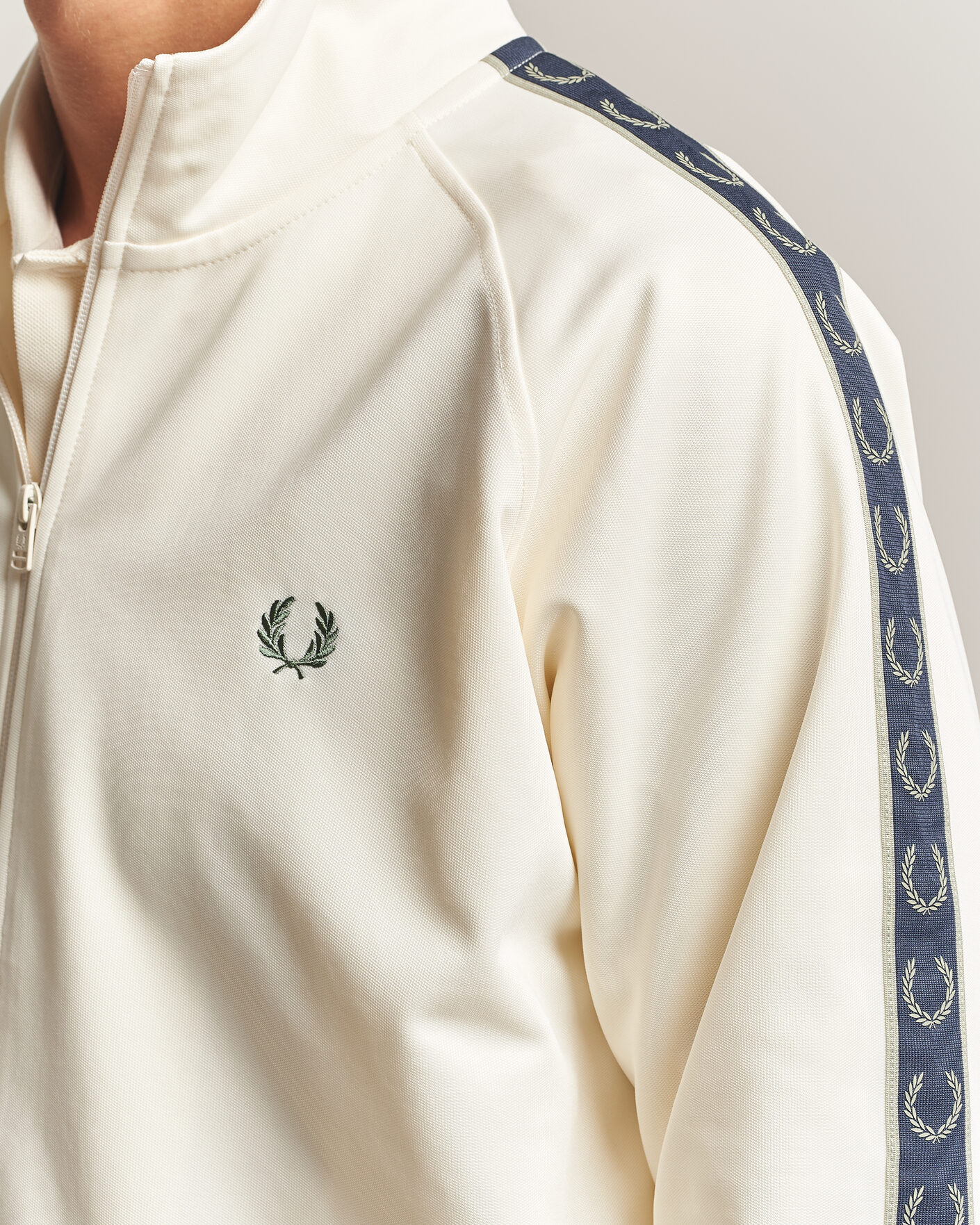 Fred Perry Taped Track Jacket Ecru at CareOfCarl.com