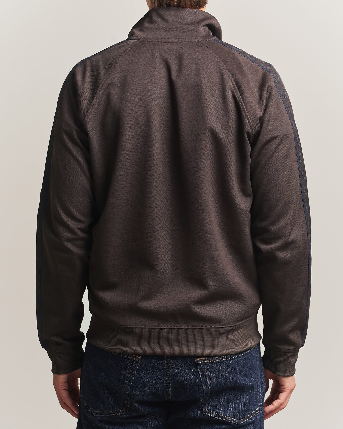 Men | Sweaters & Knitwear | Fred Perry | Taped Track Jacket Rich Brown