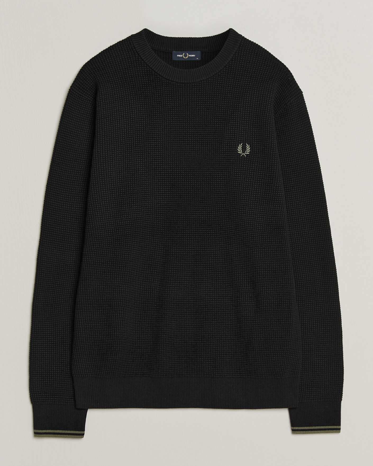 Men | Sweaters & Knitwear | Fred Perry | Waffle Stitch Jumper Black