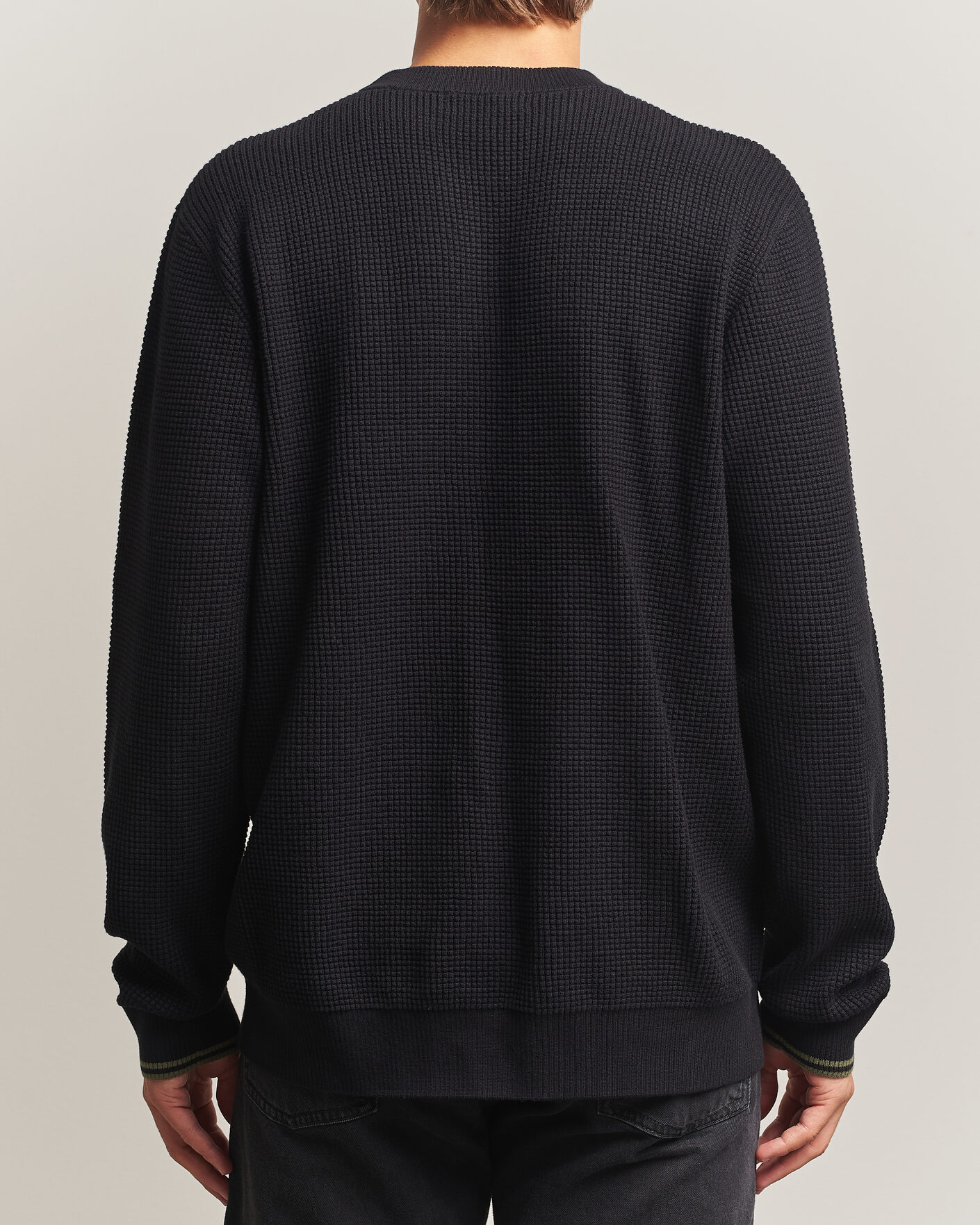 Men | Sweaters & Knitwear | Fred Perry | Waffle Stitch Jumper Black