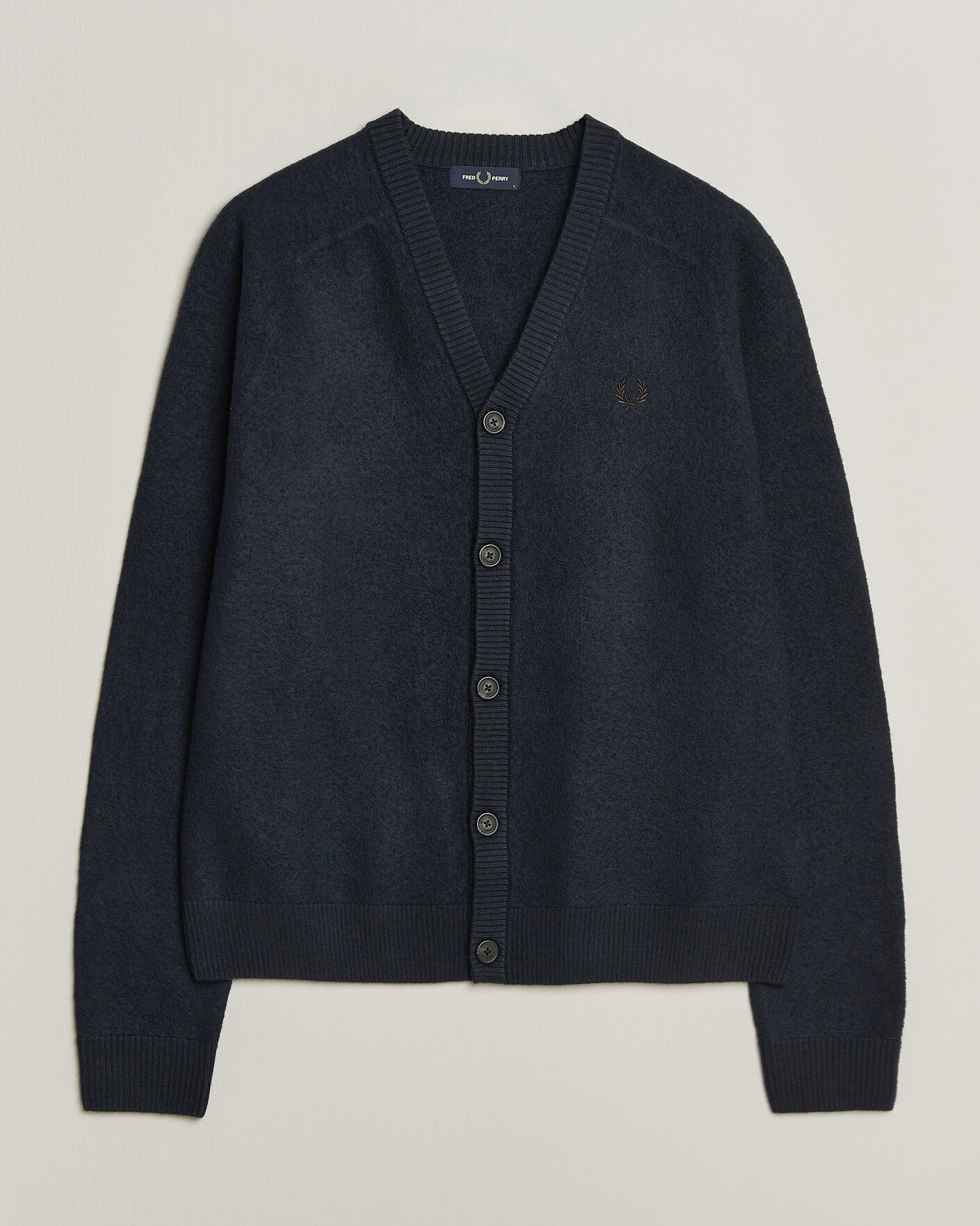 Men | Sweaters & Knitwear | Fred Perry | Wool Saddle Sleeve Cardigan Navy