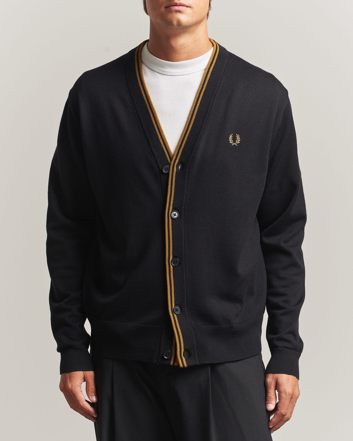 Men | Sweaters & Knitwear | Fred Perry | Classic Knitted Cardigan Black
