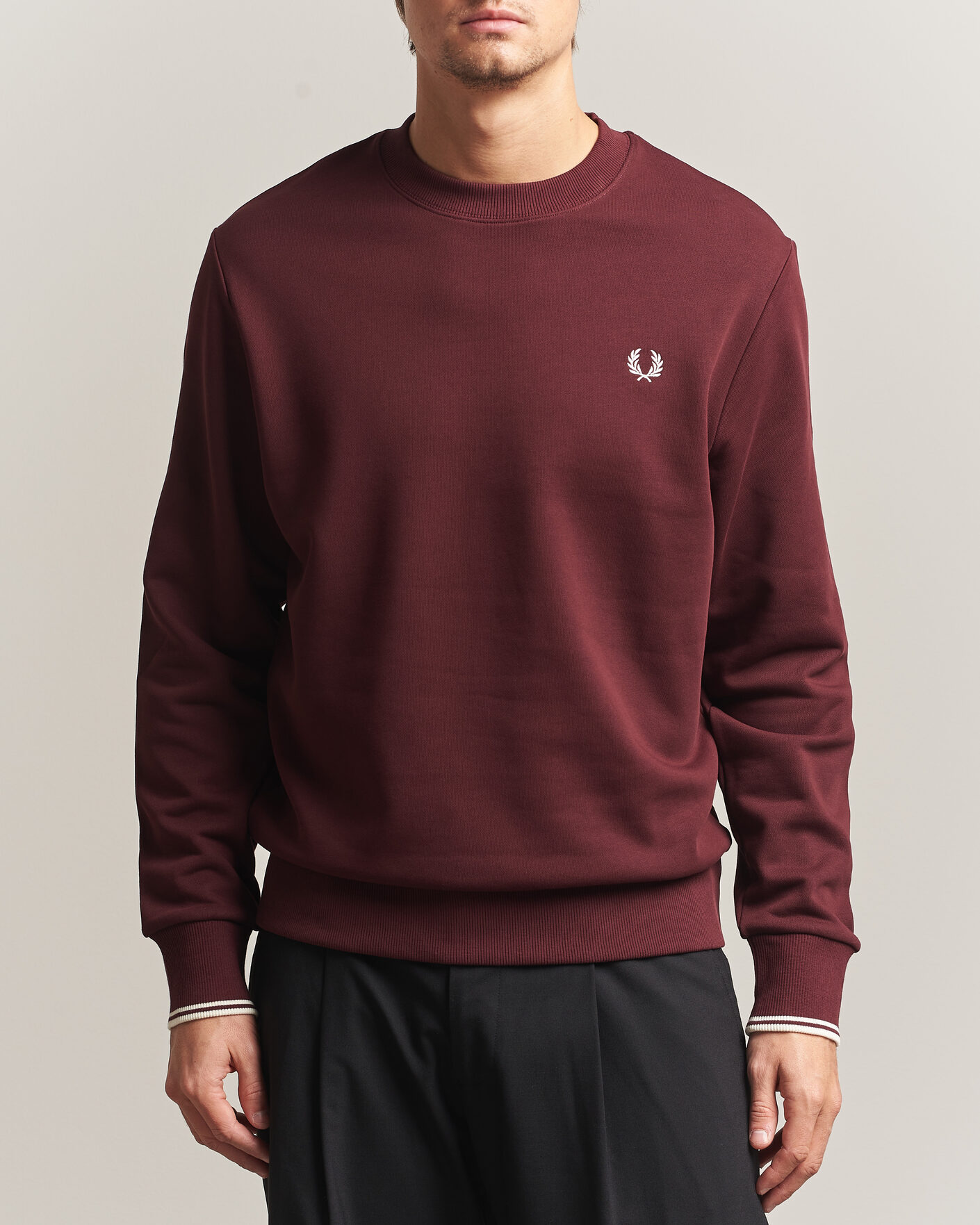 Men | Sweaters & Knitwear | Fred Perry | Crew Neck Sweatshirt Oxblood