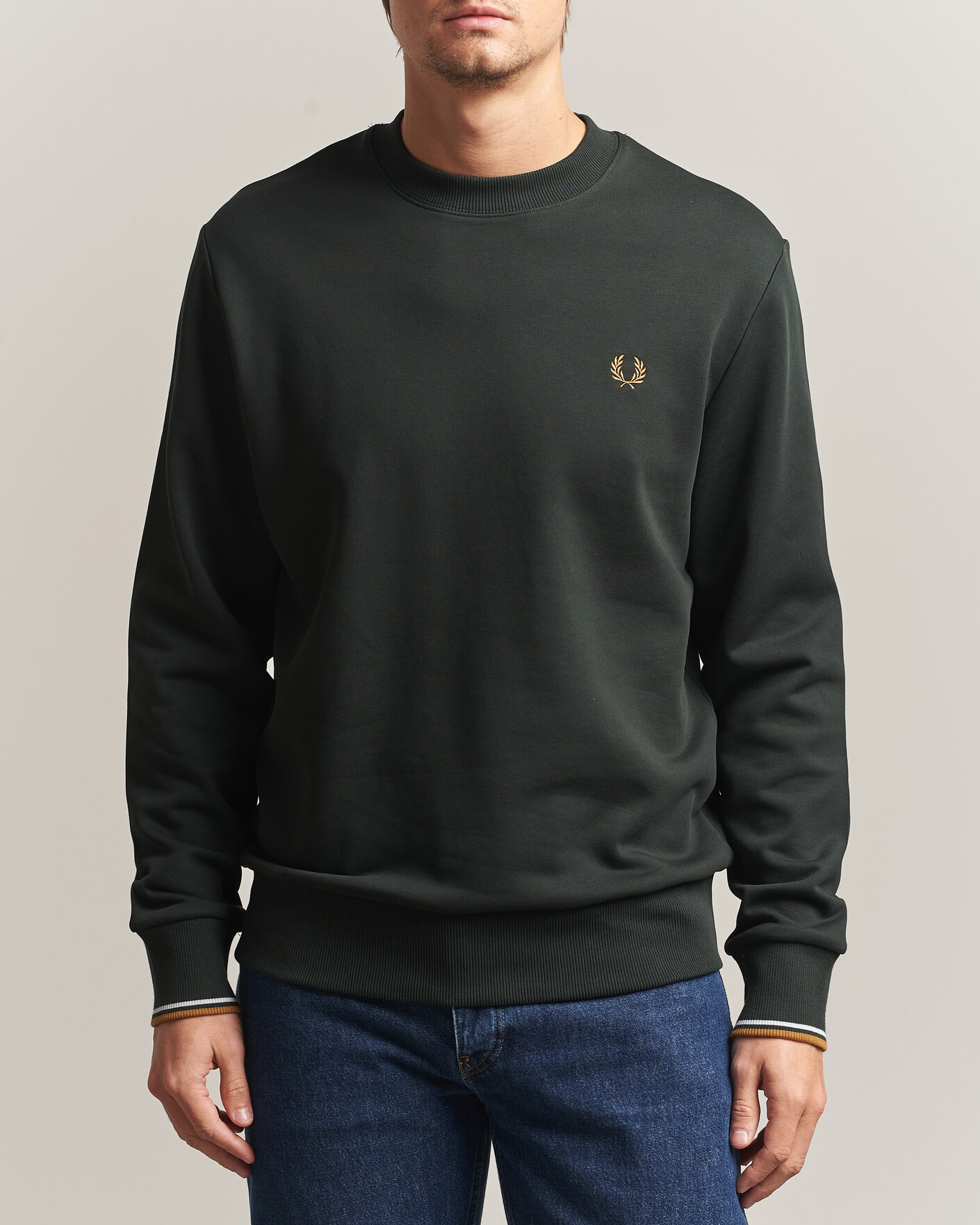 Men | Sweaters & Knitwear | Fred Perry | Crew Neck Sweatshirt Night Green