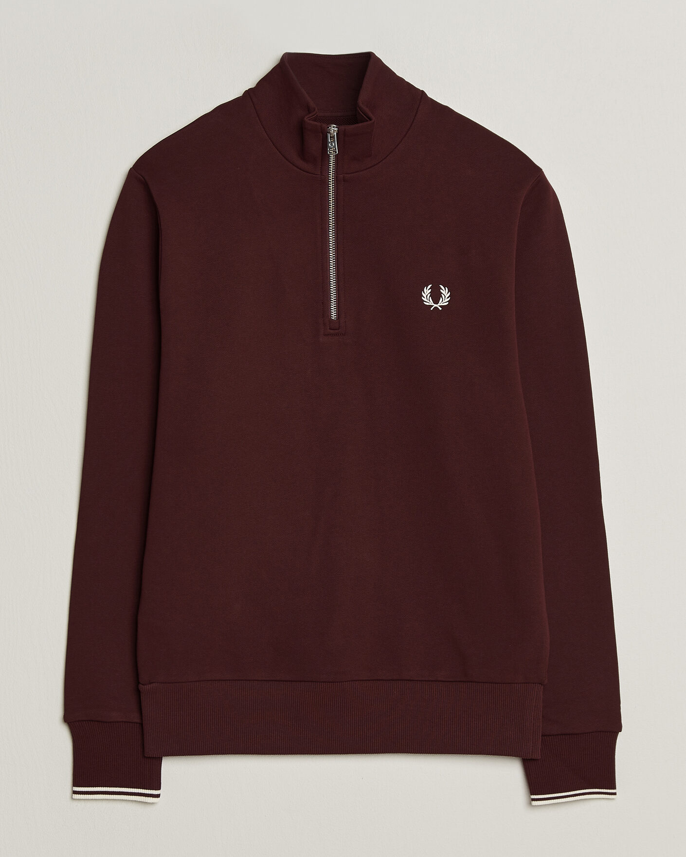 Fred Perry Half Zip Sweatshirt Oxblood at CareOfCarl.com