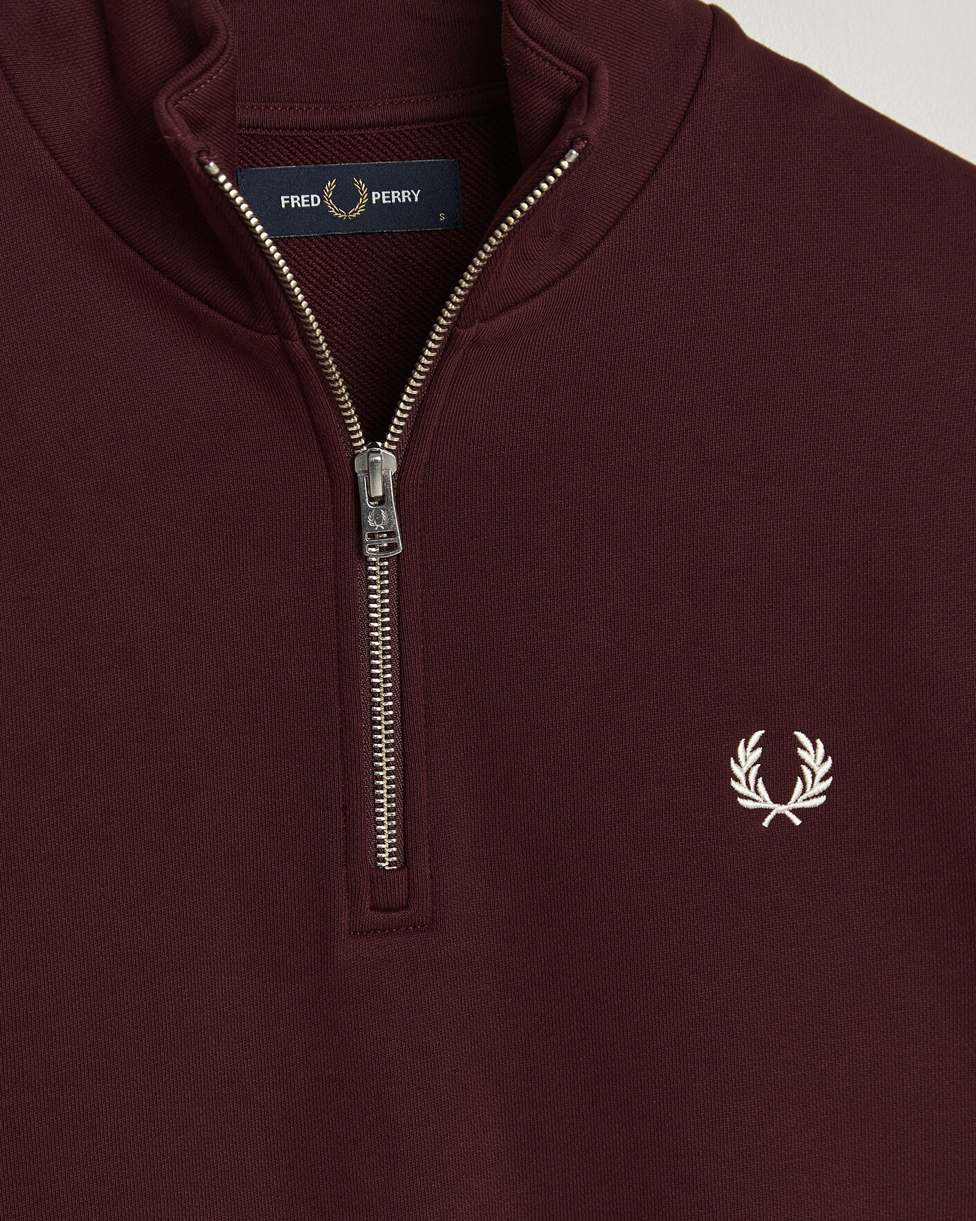 Fred Perry Half Zip Sweatshirt Oxblood at CareOfCarl.com