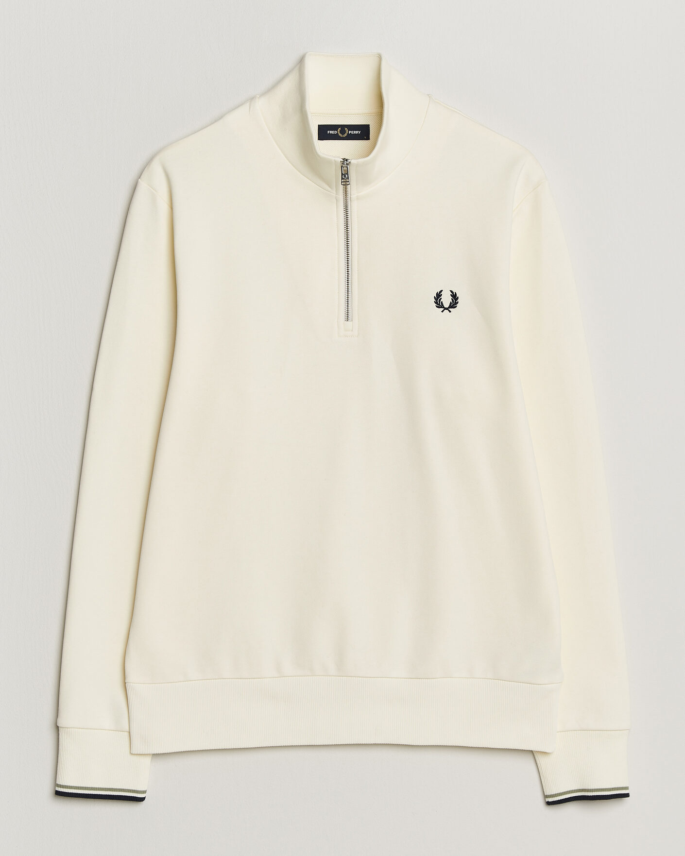 Men | Sweaters & Knitwear | Fred Perry | Half Zip Sweatshirt Ecru