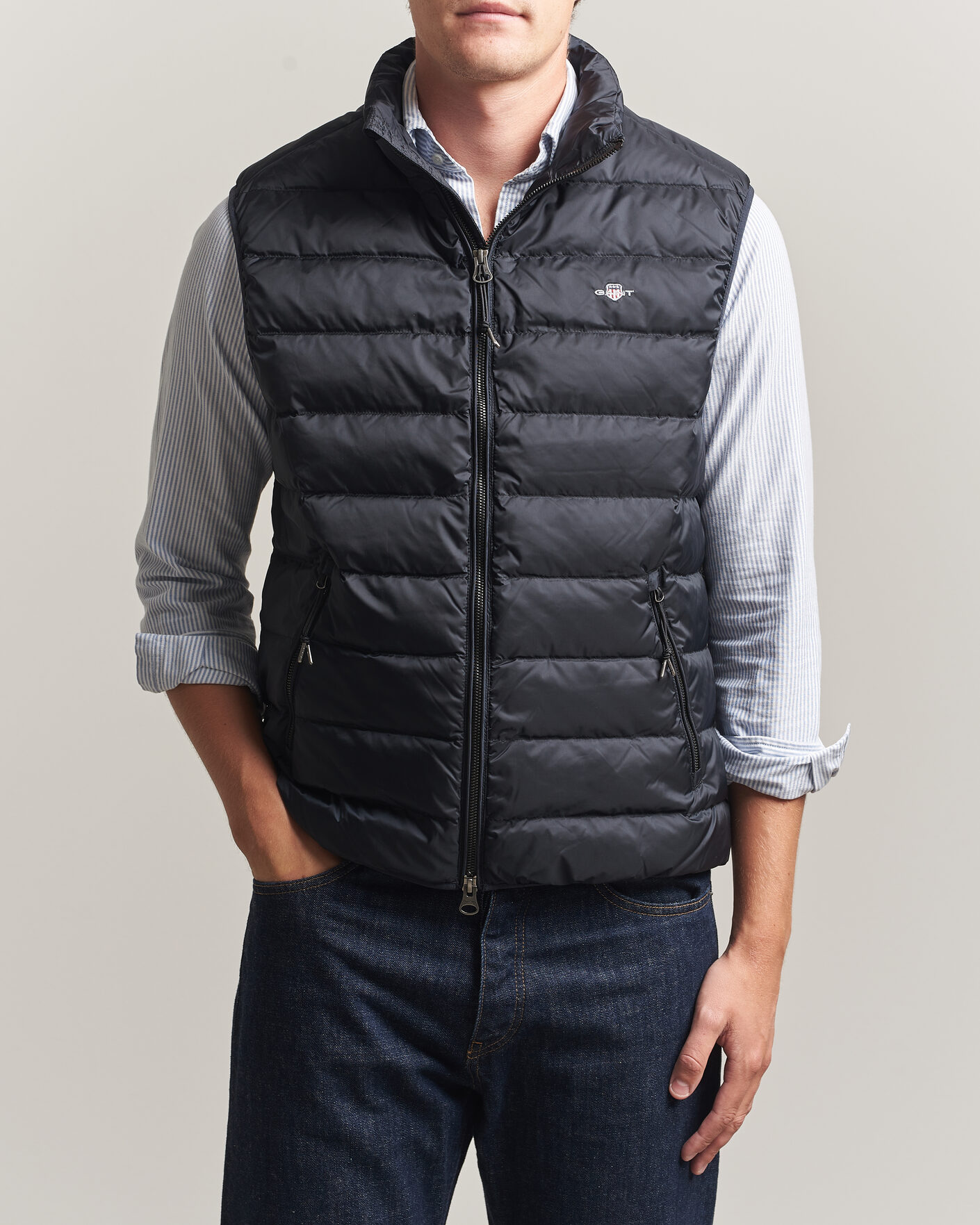Men | Gilets | Gant | Light Down Vest Black