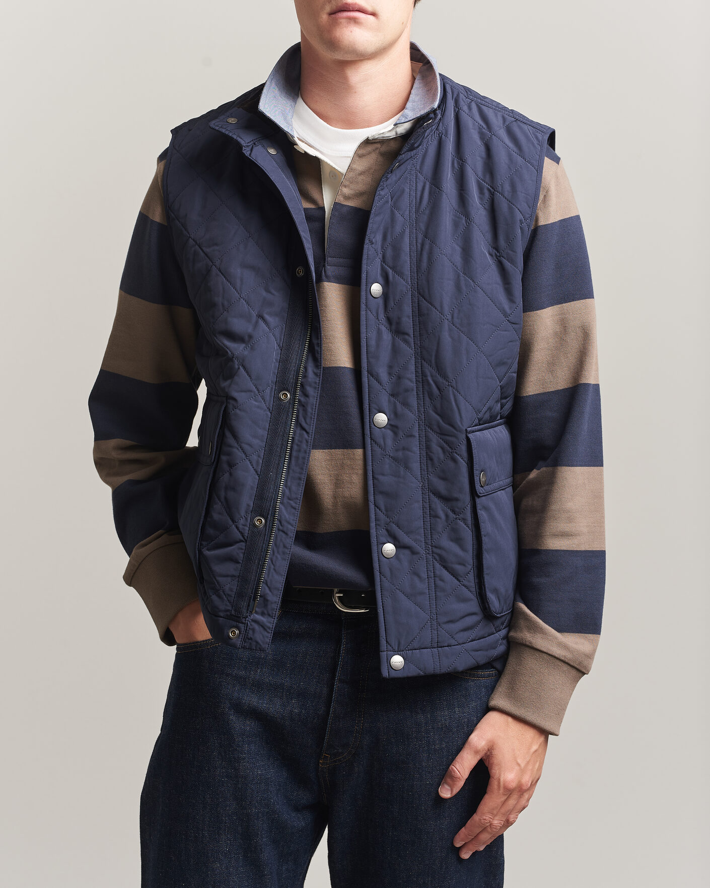 Men | Gilets | Gant | Classic Quilted Vest Evening Blue