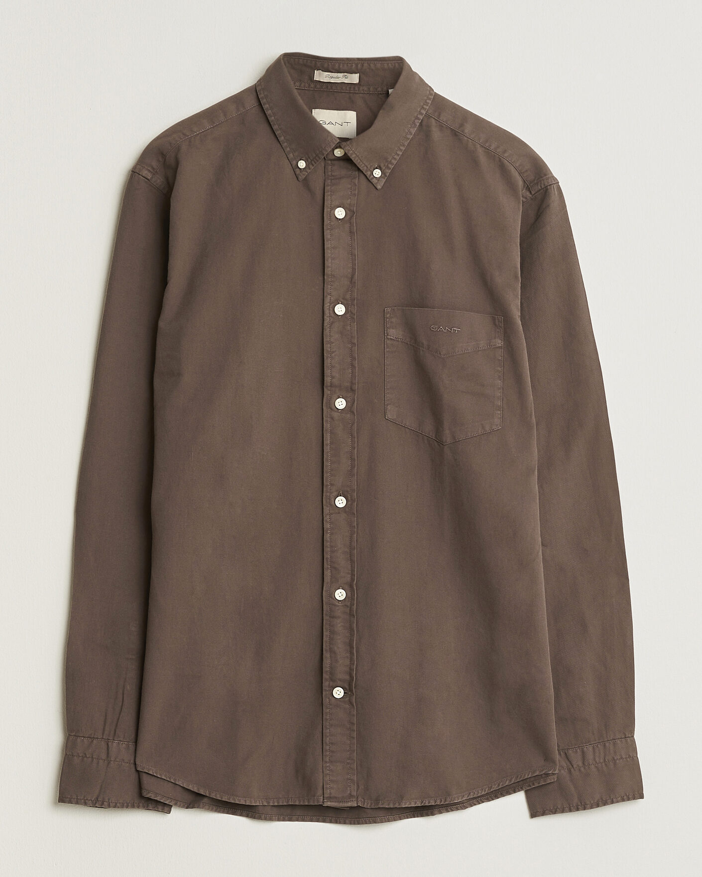 Men | Shirts | Gant | Regular Fit Garment Dyed Twill Shirt Shadow Brown