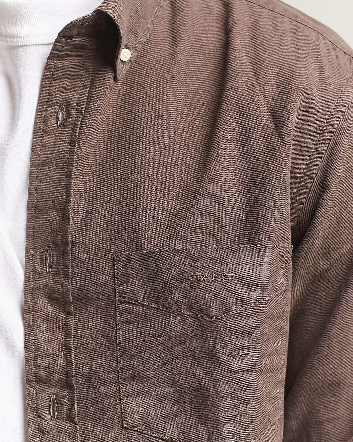 Men | Shirts | Gant | Regular Fit Garment Dyed Twill Shirt Shadow Brown