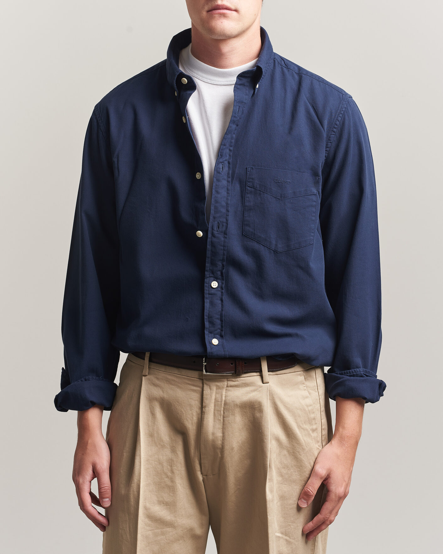 Men | Shirts | Gant | Regular Fit Garment Dyed Twill Shirt Evening Blue