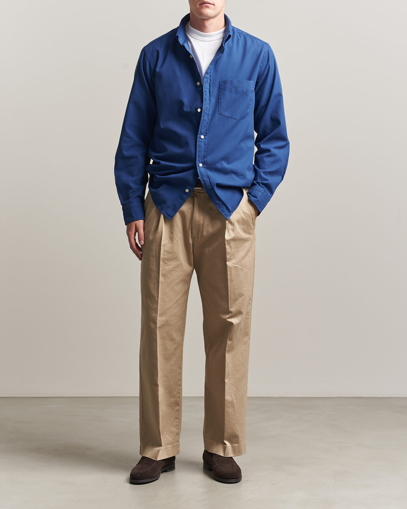 Men |  | Gant | Regular Fit Garment Dyed Twill Shirt Crisp Blue