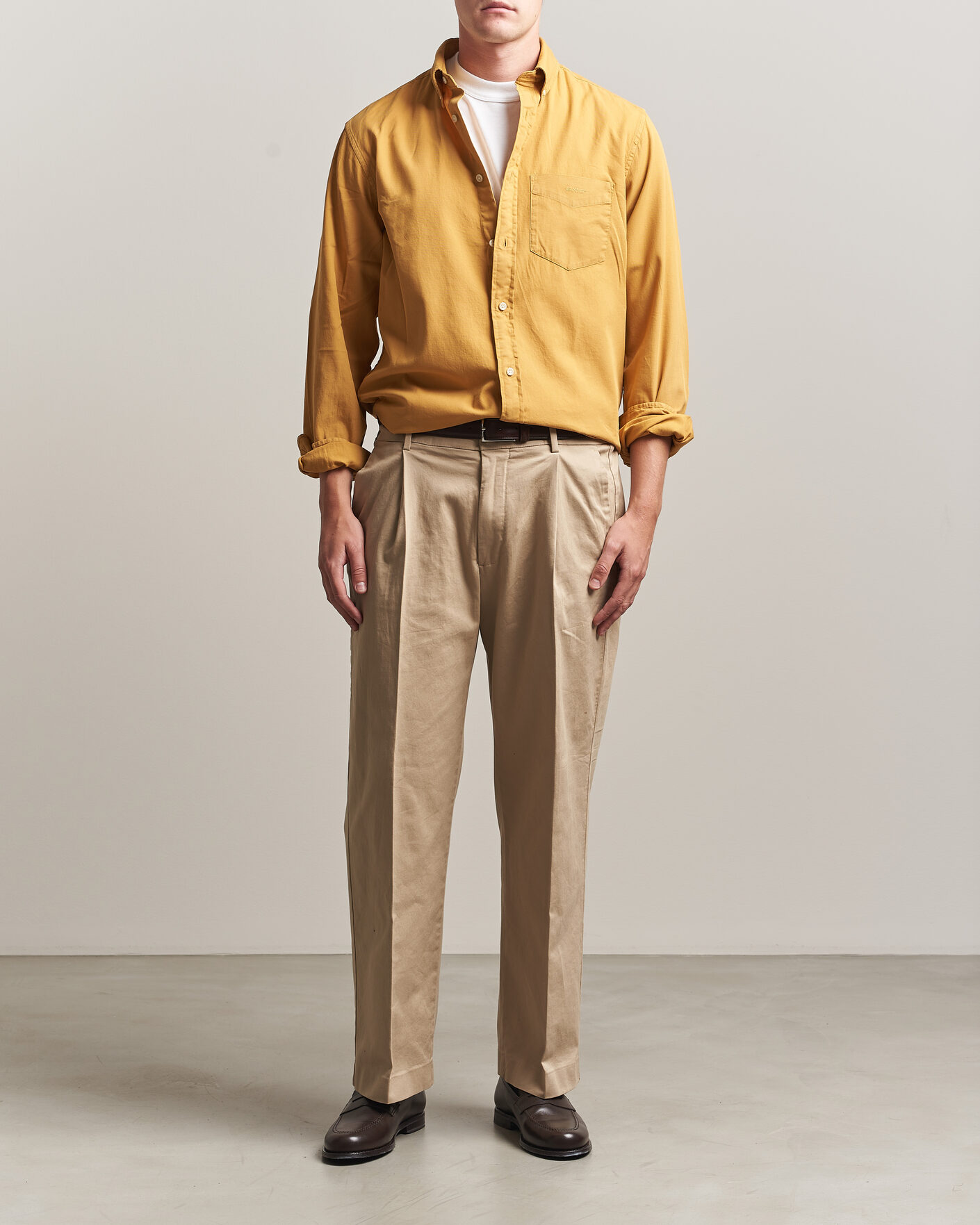 Men | Shirts | Gant | Regular Fit Garment Dyed Twill Shirt Turmeric Shine