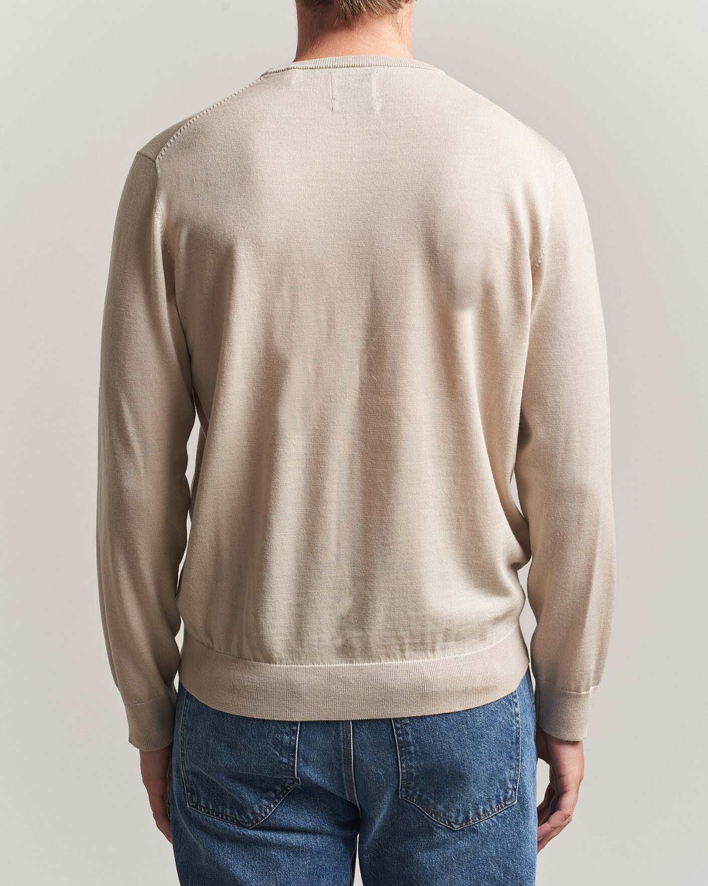 Men | Sweaters & Knitwear | Gant | Extrafine Merino Knitted Crew Neck Clay Beige