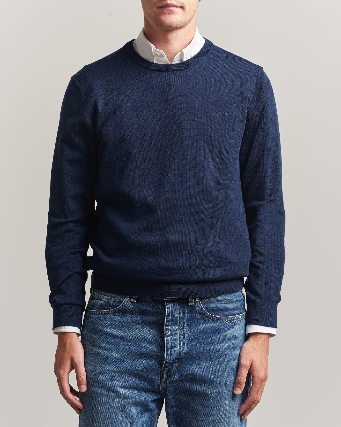 Men | Sweaters & Knitwear | Gant | Extrafine Merino Knitted Crew Neck Marine
