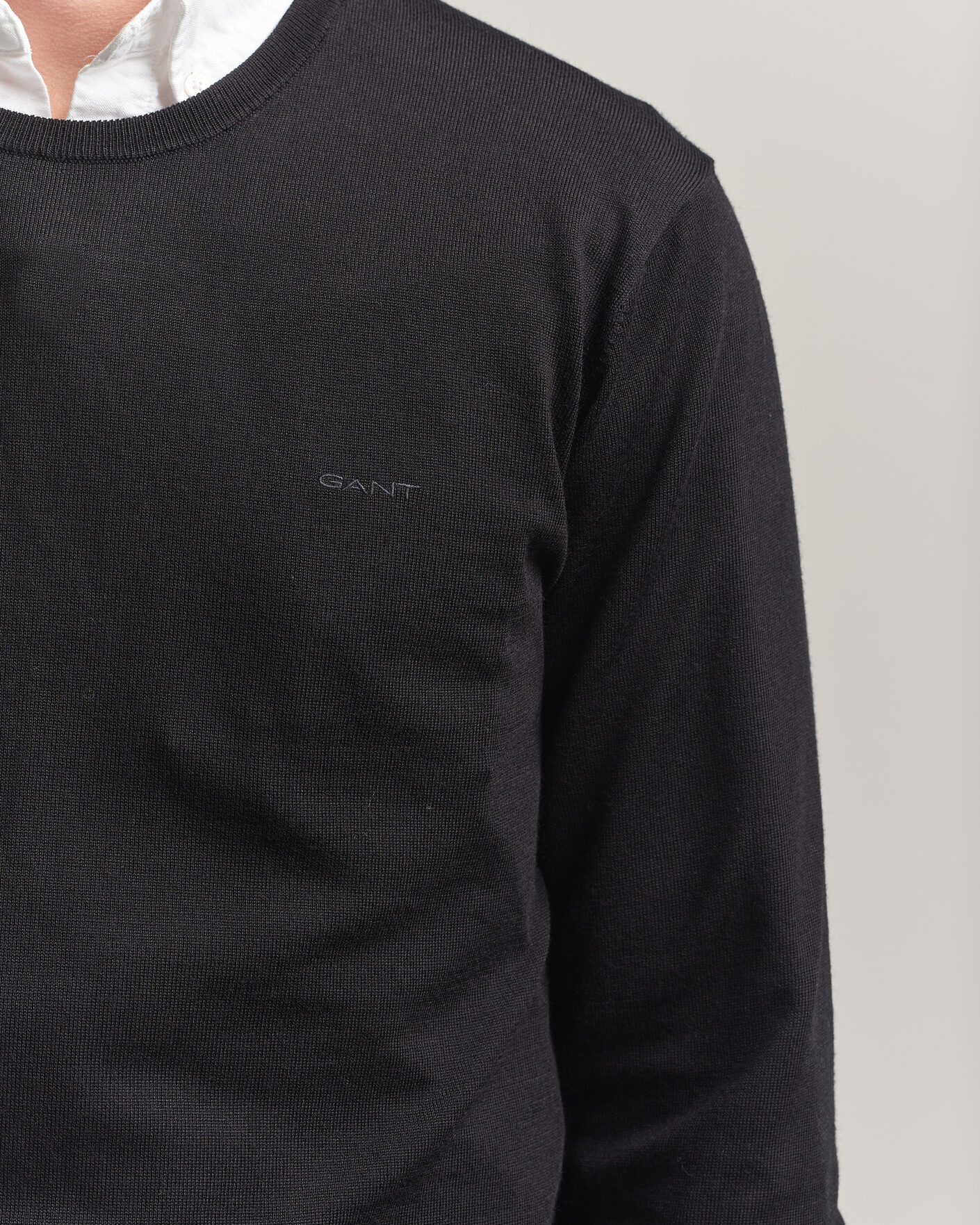Men | Sweaters & Knitwear | Gant | Extrafine Merino Knitted Crew Neck Black