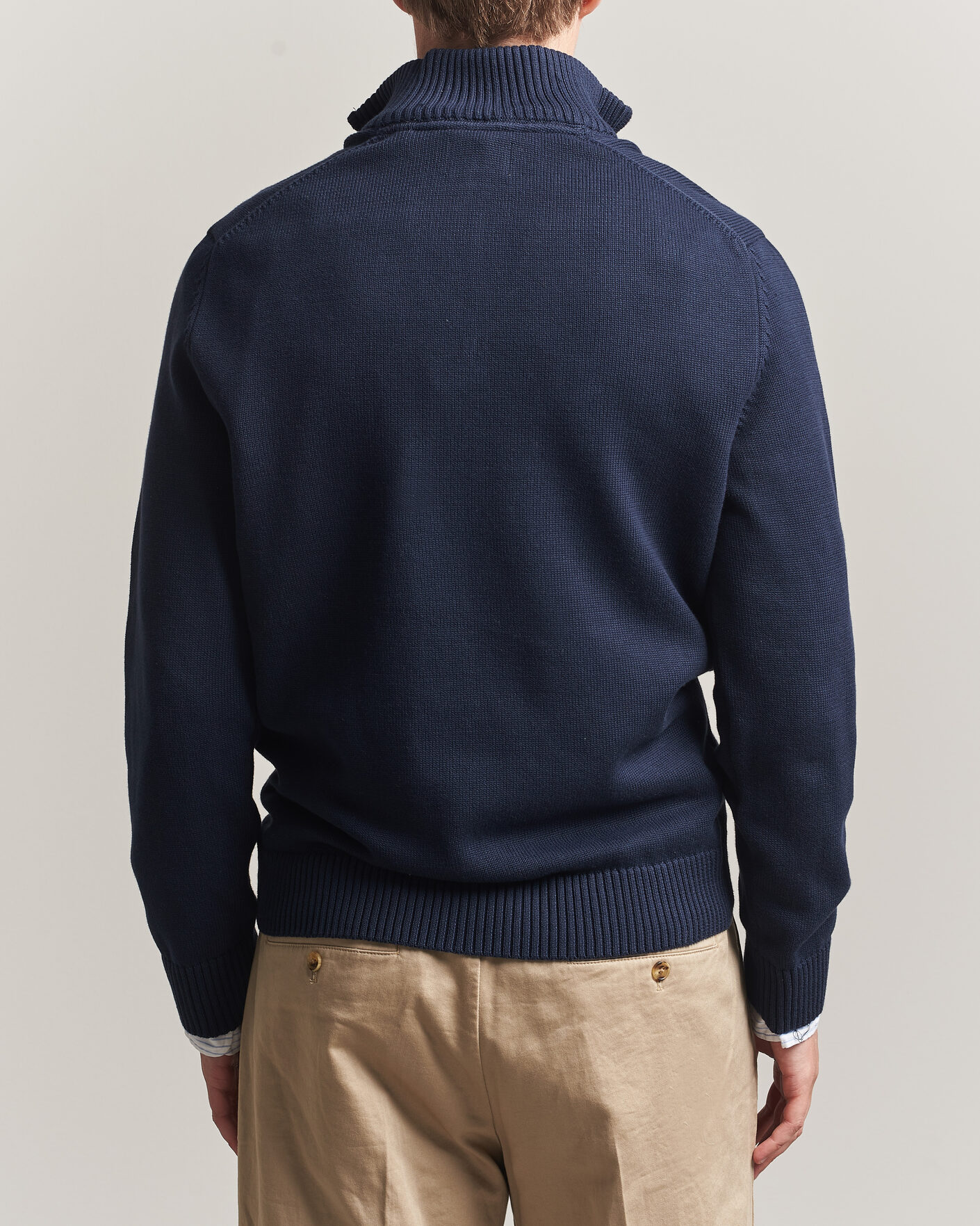 Men | Sweaters & Knitwear | Gant | Casual Cotton Knitted Half Zip Evening Blue
