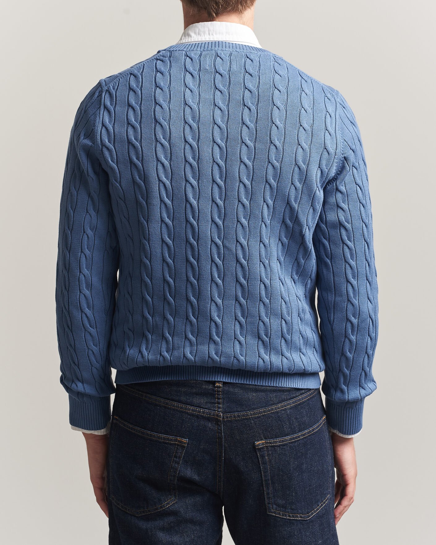 Men | Sweaters & Knitwear | Gant | Cotton Cable Crew Neck Blue Horizon