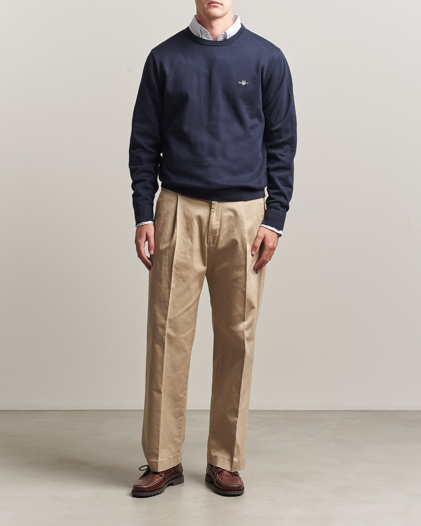 Men | Sweaters & Knitwear | Gant | Classic Cotton Crew Neck Evening Blue