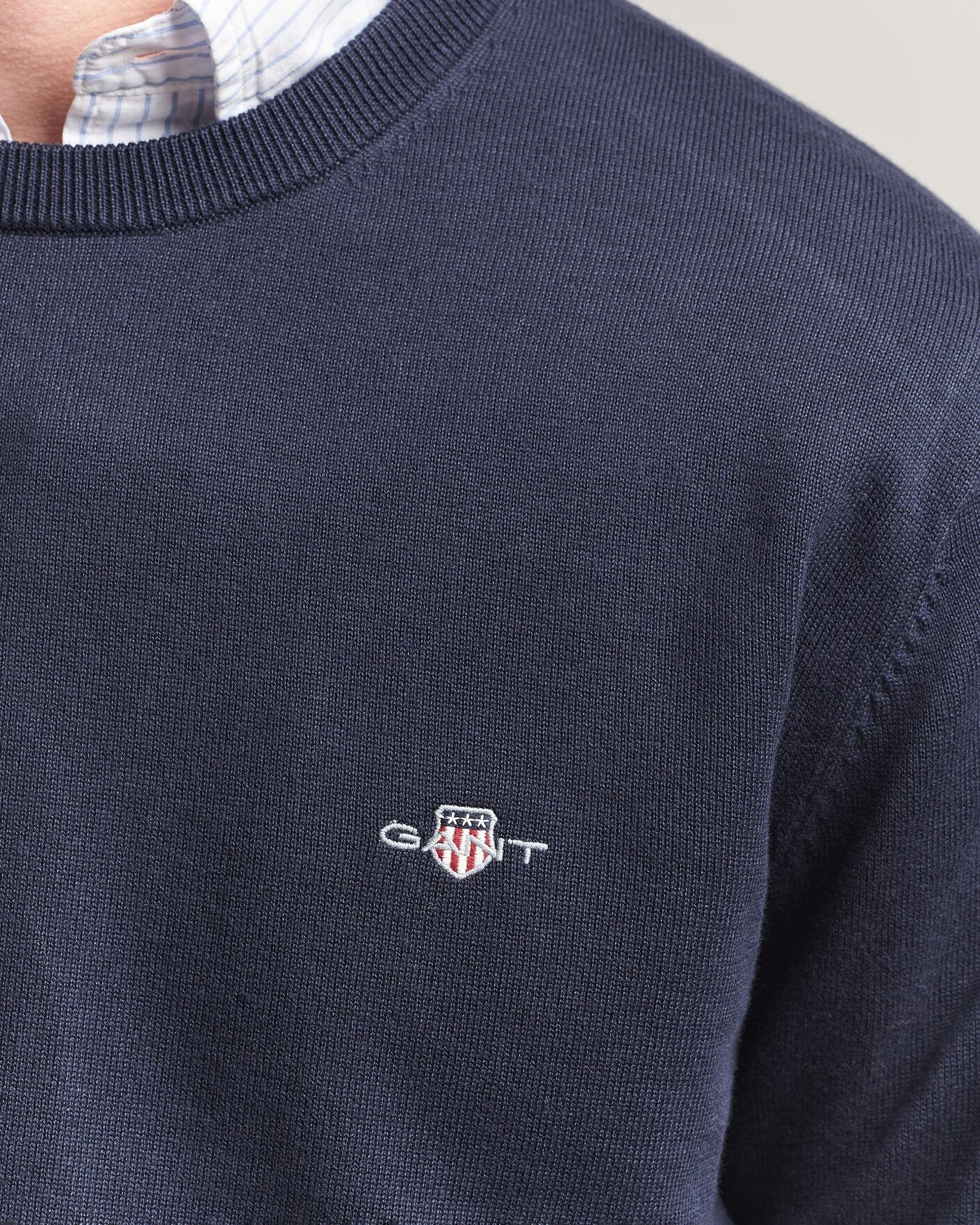 Men | Sweaters & Knitwear | Gant | Classic Cotton Crew Neck Evening Blue