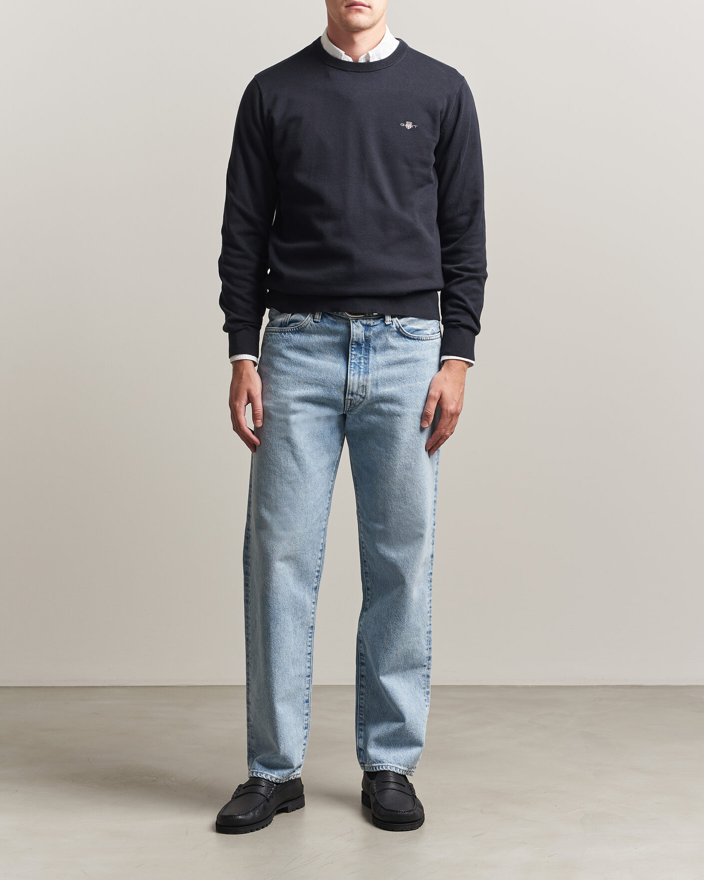 Men | Sweaters & Knitwear | Gant | Classic Cotton Crew Neck Black