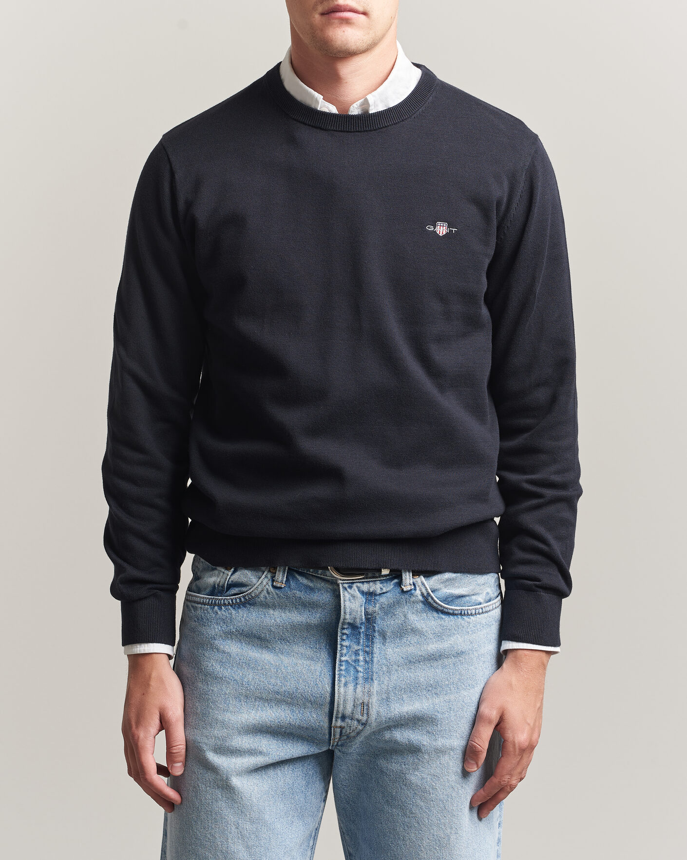 Men | Sweaters & Knitwear | Gant | Classic Cotton Crew Neck Black