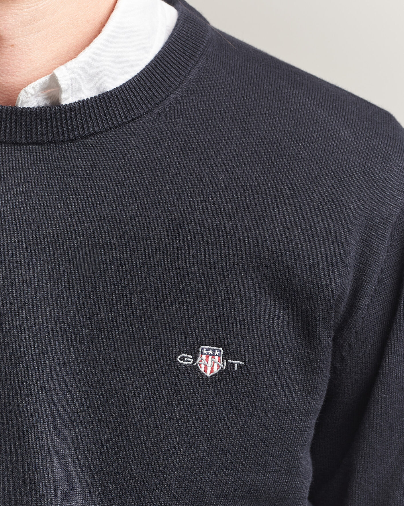 Men | Sweaters & Knitwear | Gant | Classic Cotton Crew Neck Black