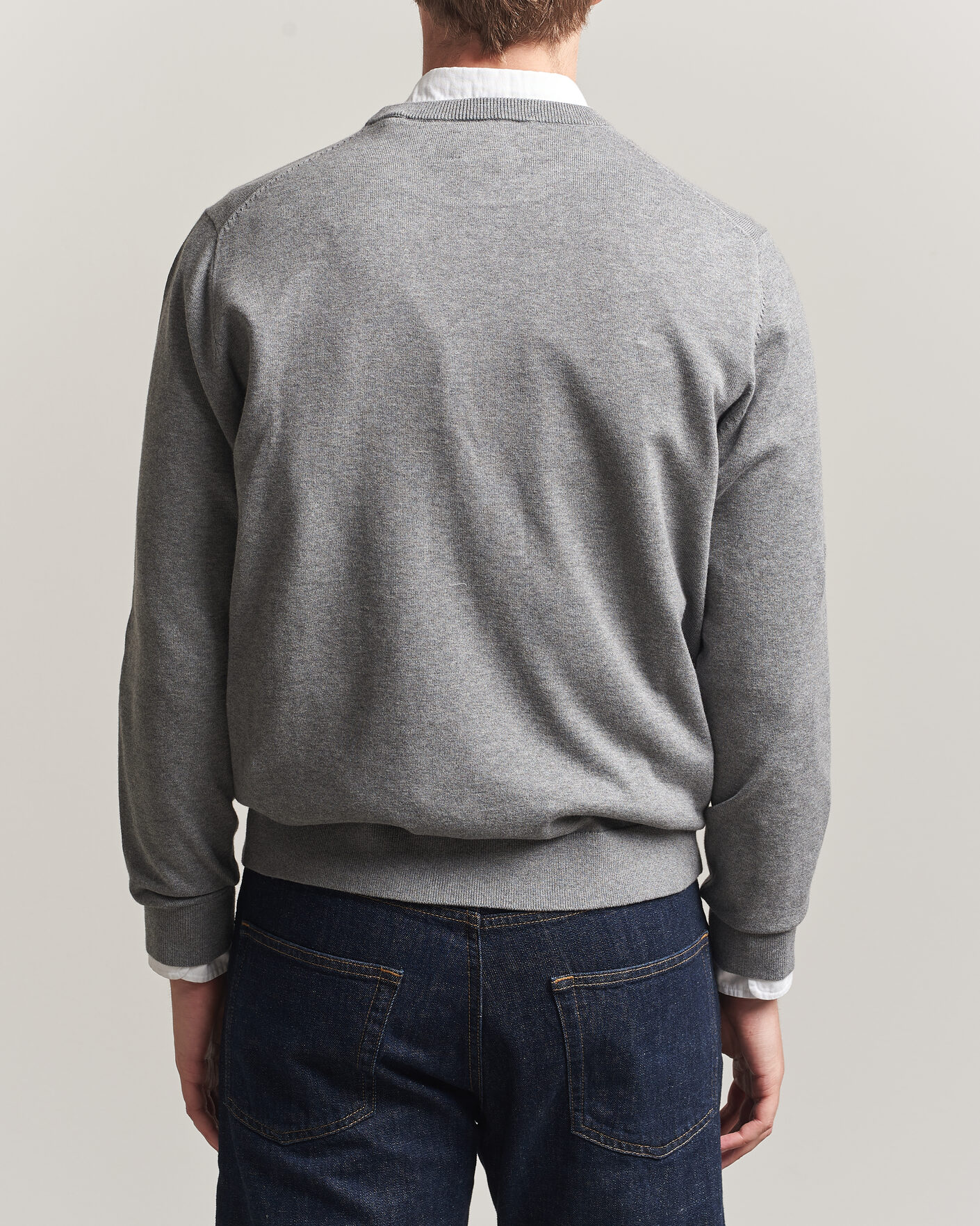 Men | Sweaters & Knitwear | Gant | Classic Cotton Crew Neck Dark Grey Melange