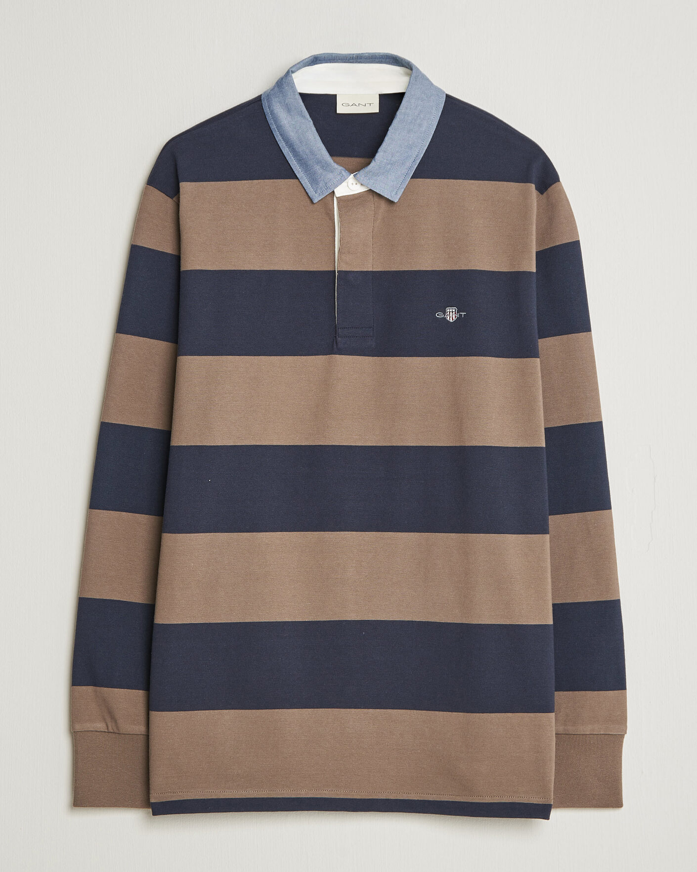 Men | Sweaters & Knitwear | Gant | Chambray Barstriped Rugger Faded Taupe
